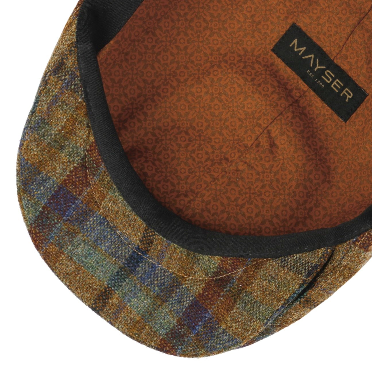 Lennart Check Shetland Flat Cap by Mayser - Classic Wool Men's Hat for Outdoor Activities & Casual Wear