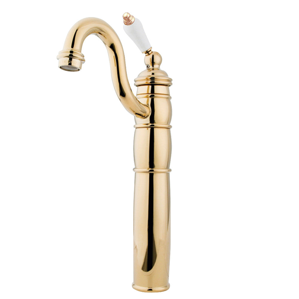 Kingston Brass KB1422PL Modern Vessel Sink Faucet - Single Hole Bathroom Faucet with High Arc Spout for Vanity, Powder Room & Luxury Home Decor
