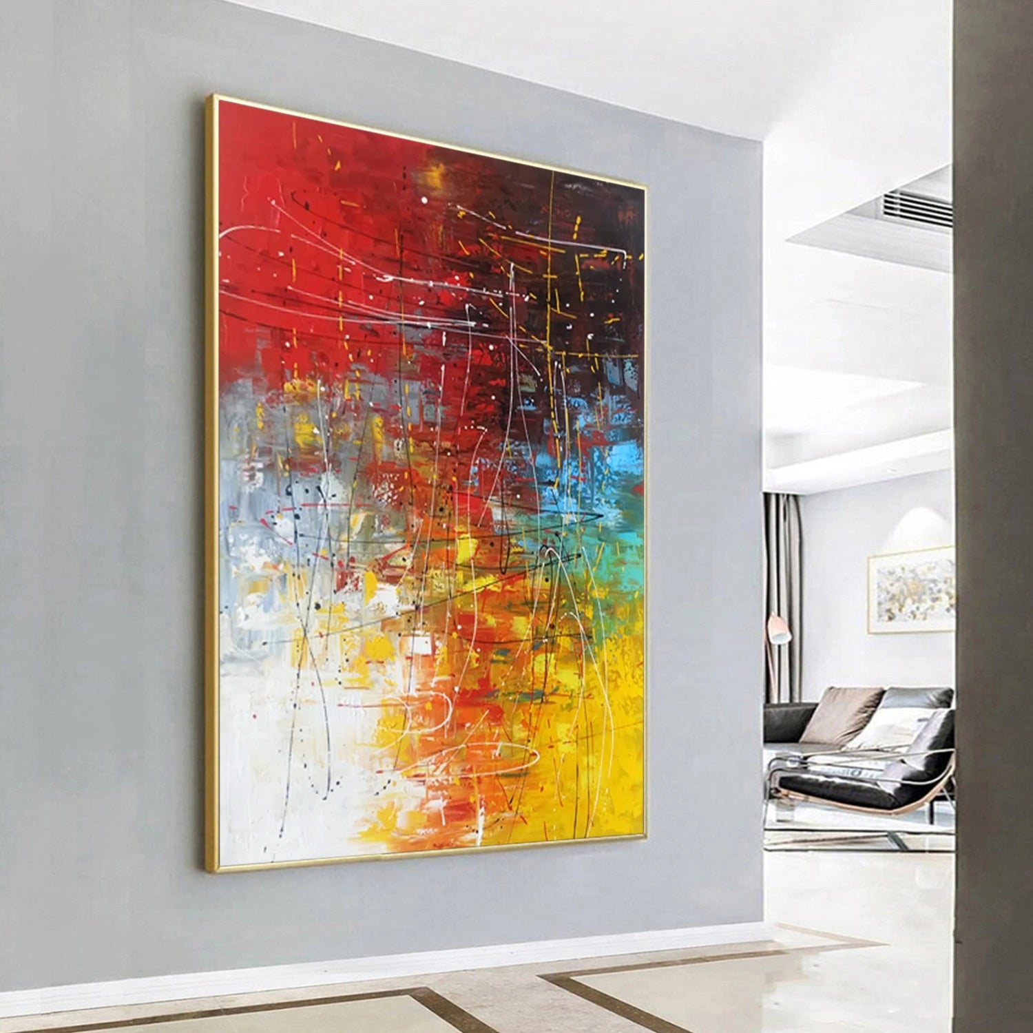 Pollock Art Abstract Painting #JP013 - Modern Wall Decor for Living Room, Bedroom & Office