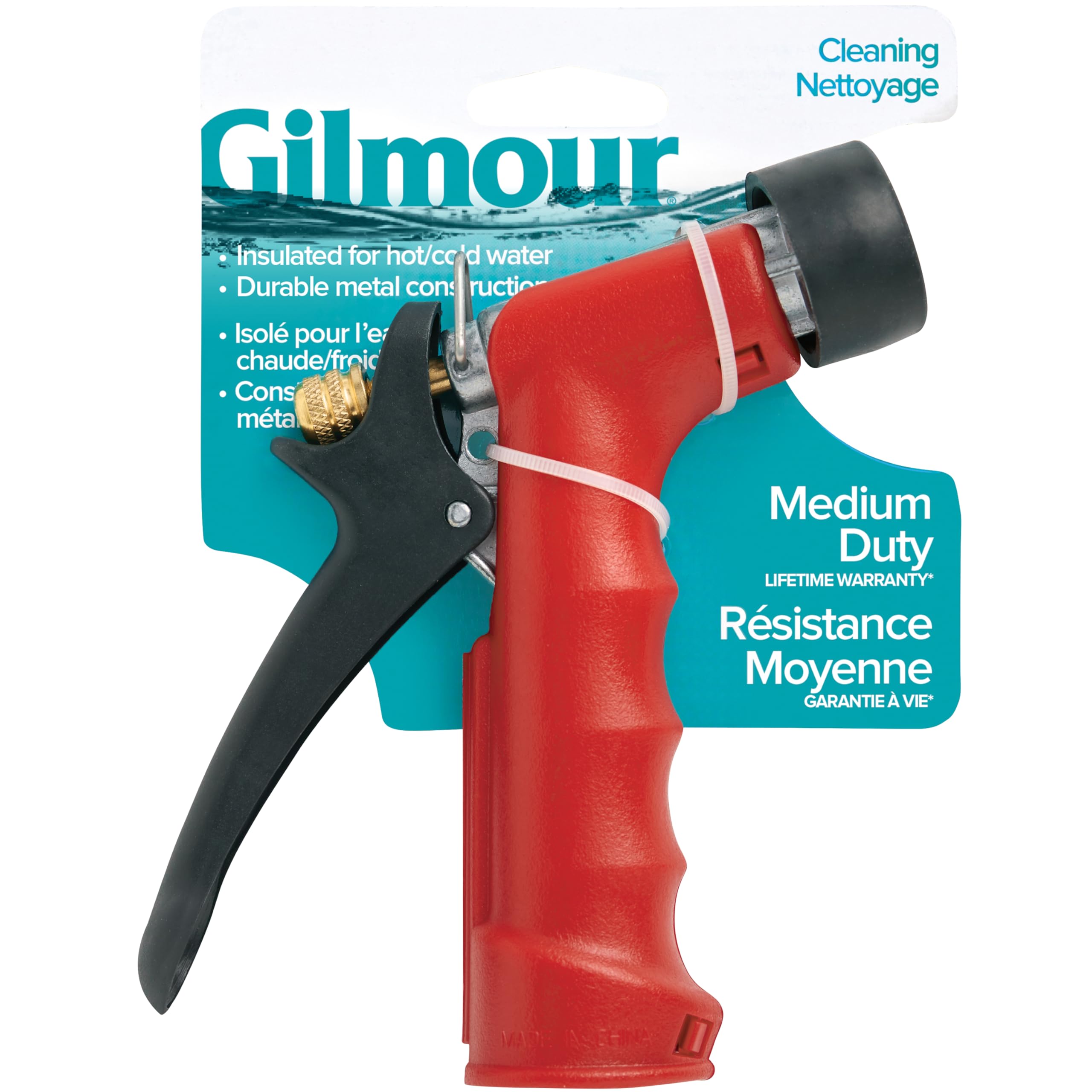 Gilmour Medium Duty Garden Hose Nozzle with Insulated Grip - Hot Water Resistant Spray Nozzle for Watering Plants, Washing Cars & Outdoor Cleaning | Perfect for Gardening, Car Washing & Patio Maintenance