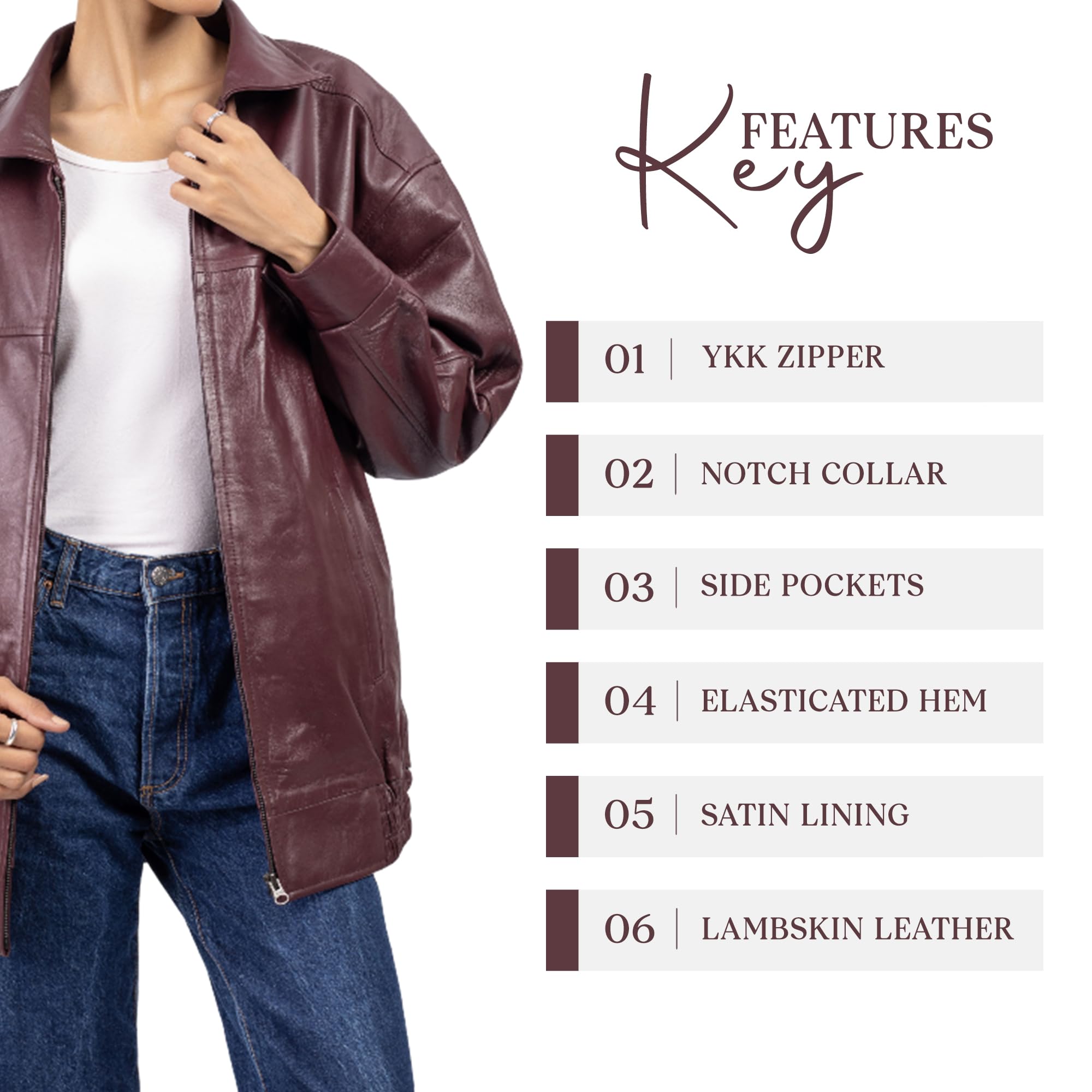 Jild Oversized Lambskin Leather Jacket for Women - Plus Size Fashion Jacket for Fall & Winter | Stylish Outerwear for Casual Outings, Date Nights & Office Wear