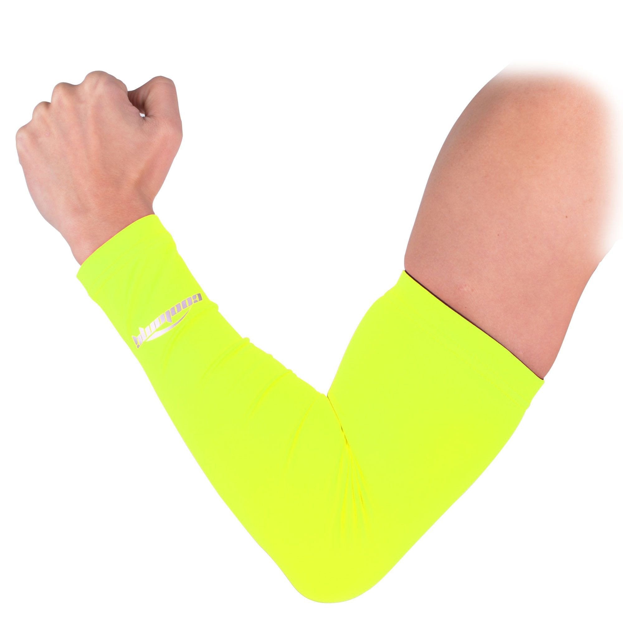 Fluorescent Green Anti-Slip Arm Sleeves for Sports & Outdoor Activities - Perfect for Basketball, Running, and UV Protection