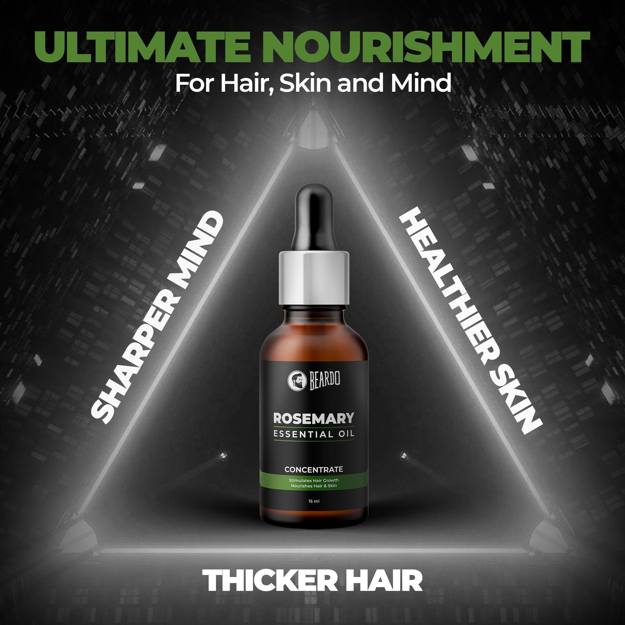 Beardo Rosemary Essential Oil 15ml - 100% Pure Natural Hair Growth Oil for Thicker, Stronger Hair & Scalp Nourishment | Promotes Hair Regrowth & Reduces Hair Fall | Aromatherapy Oil for Relaxation & Skin Care | Perfect for Daily Hair Care Routine & Massage Therapy