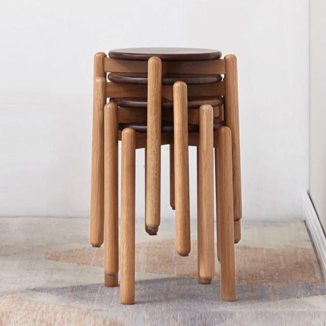 Premium Solid Wood Stackable Stool - Oak, Rubber, Ash, Cherry - Perfect for Home, Office, Kitchen & Outdoor Use