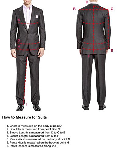 HBDesign Men's 3-Piece Slim Fit Formal Suit - 2 Button Peak Lapel Dark Grey | Business Attire, Wedding, Office & Special Occasions