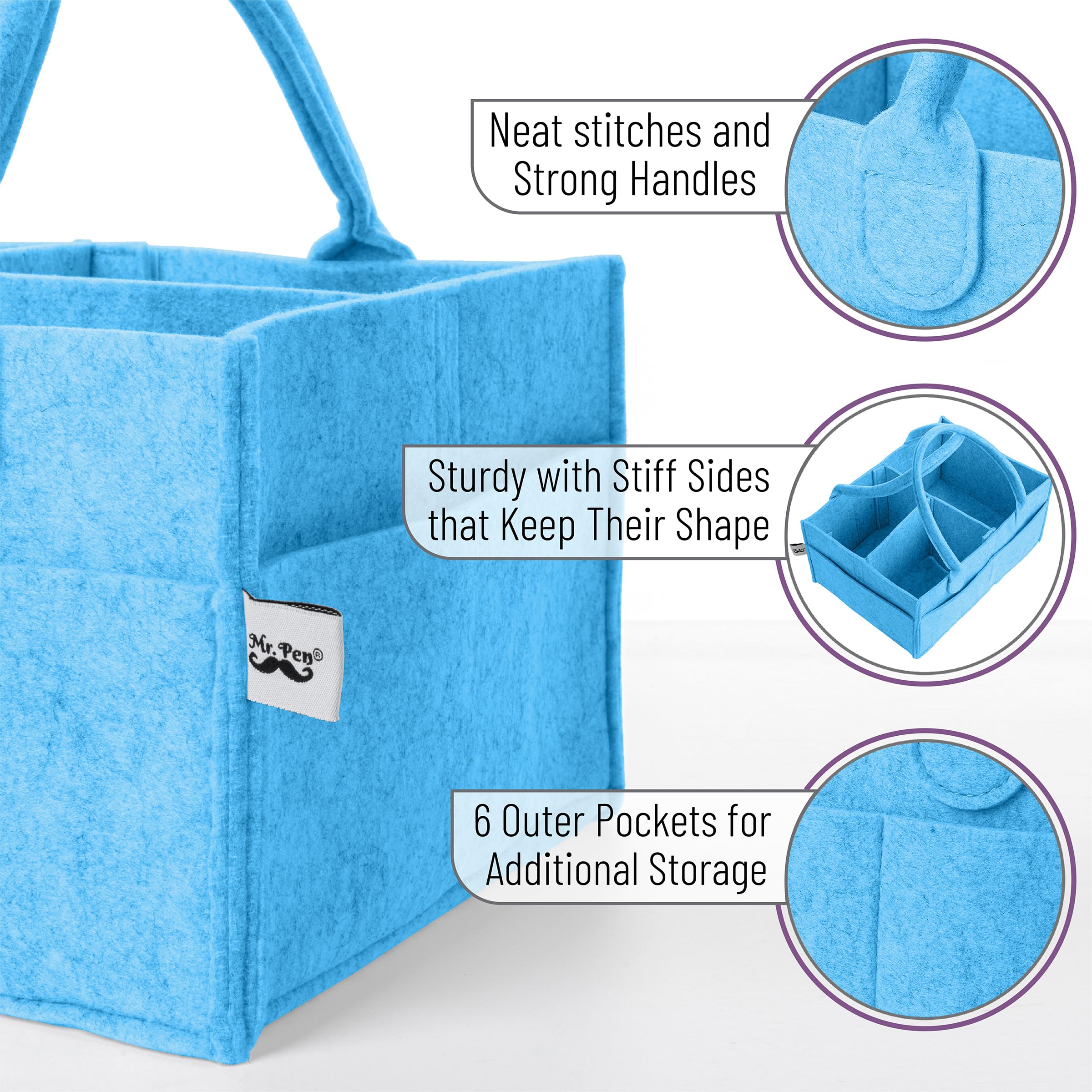**Mr. Pen Baby Diaper Caddy Organizer - Portable Blue Diaper Storage for Nursery & Travel - Perfect for Changing Table, Car, and Home Organization**
