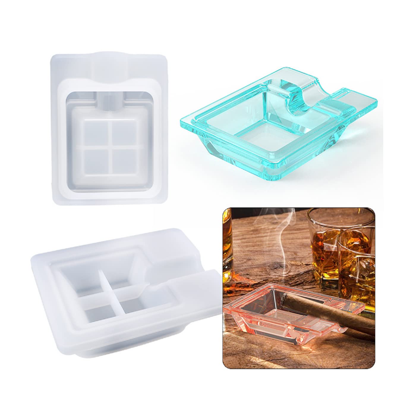 Premium Yalulu Cigar Ashtray Resin Casting Mold - Epoxy Silicone Ash Tray Mold for DIY Crafting, Unique Resin Molds for Ashtray Making - Perfect for Home Bars, Smoking Lounges & Gifts