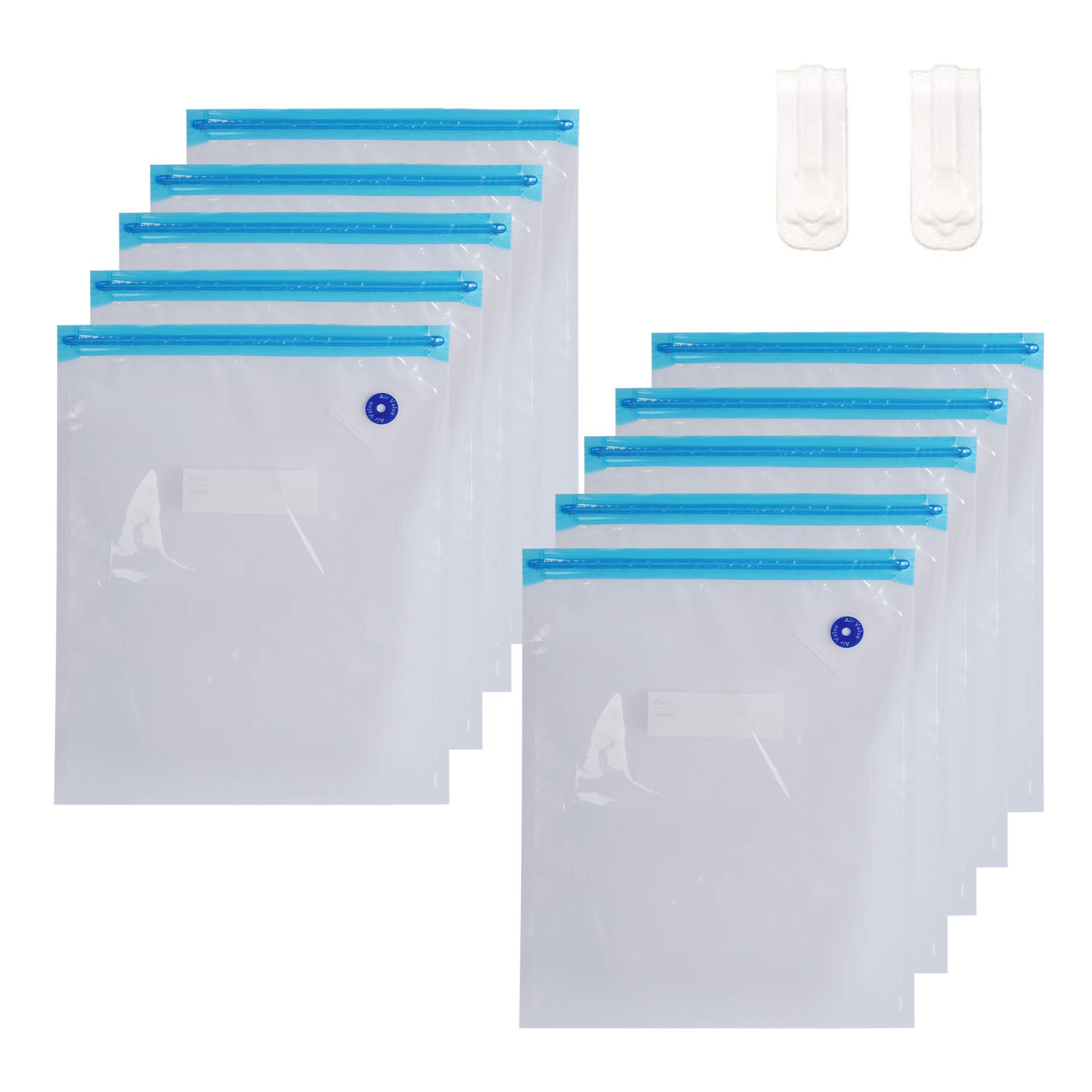 HESTIA 20-Pack Gallon Vacuum Storage Bags with Zipper - Clear Blue Plastic Food Saver Bags for Vacuum Sealer | Perfect for Meal Prep, Sous Vide & Long-Term Food Preservation