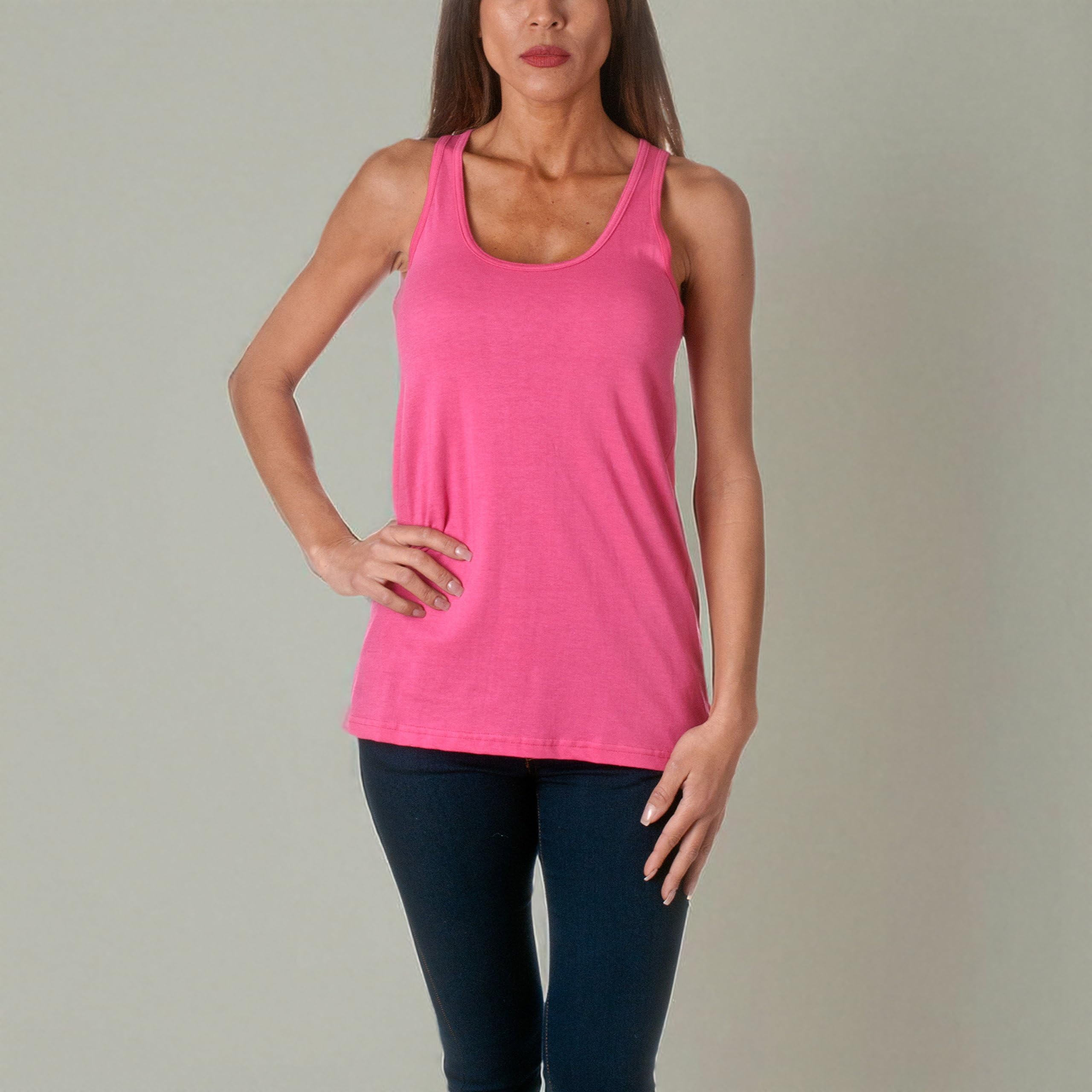 Women's Loose Fit Tank Top - Soft Flowy Hot Pink Summer Casual Top for Yoga, Beach & Everyday Wear