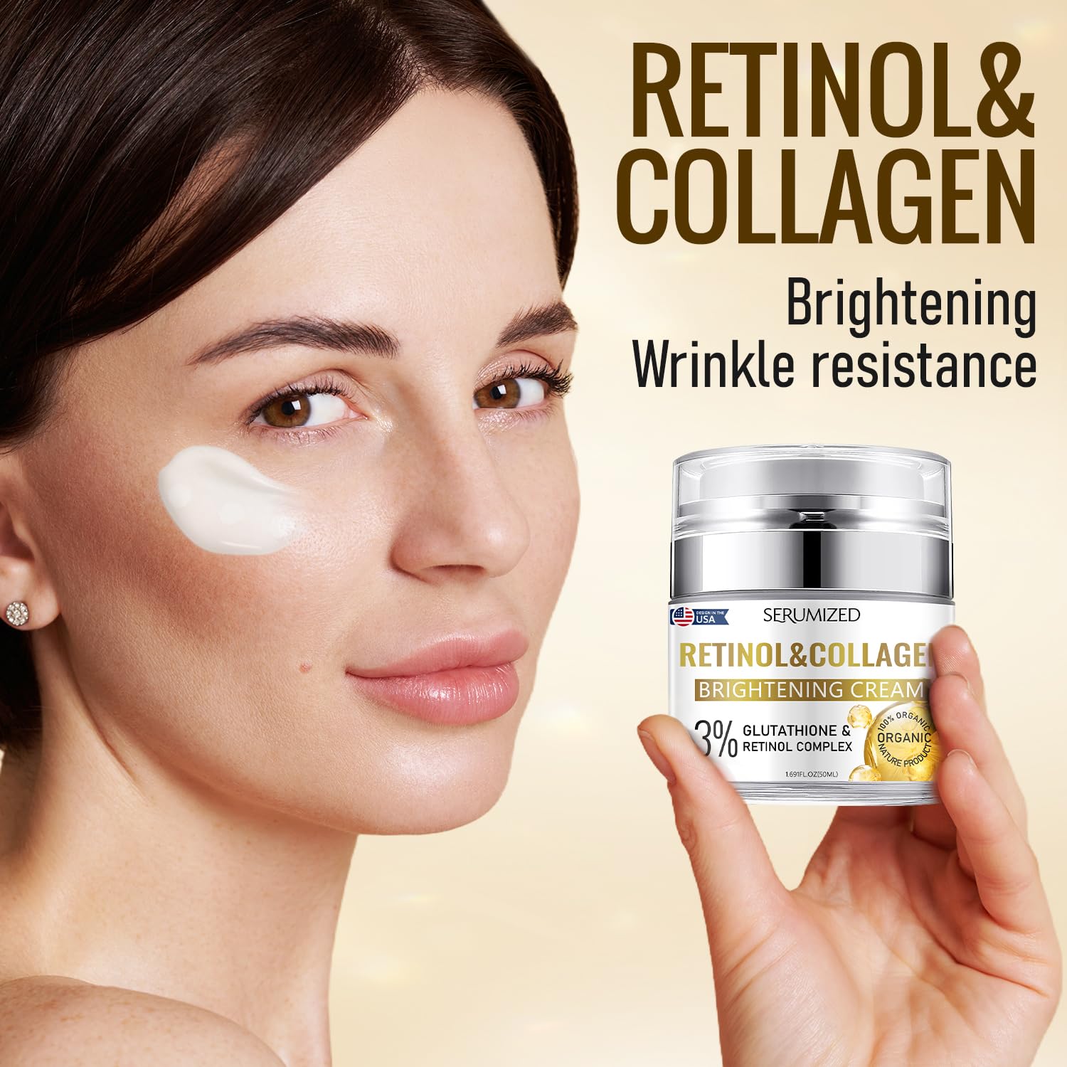 Retinol Cream for Face - Anti Aging & Wrinkle Moisturizer with Collagen for Women & Men, Day & Night Facial Care for Face & Neck (1.69 Fl Oz/50ml) - Perfect for Daily Skincare Routine & Anti-Aging Treatment