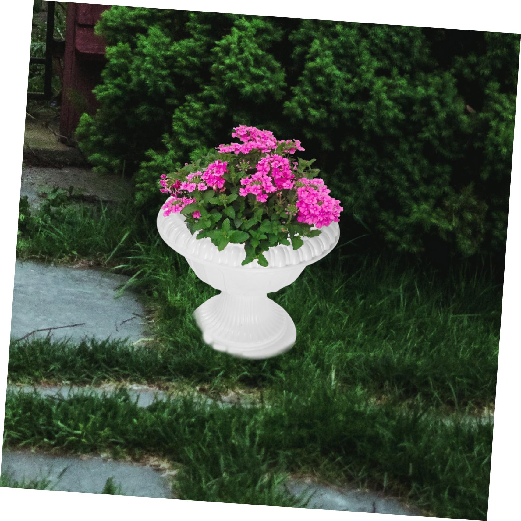 4pcs Roman Style Flower Vase Set - White Plastic Garden Urn Planters for Front Porch, Table Centerpiece & Outdoor Decor | Wedding, Patio & Home Decoration