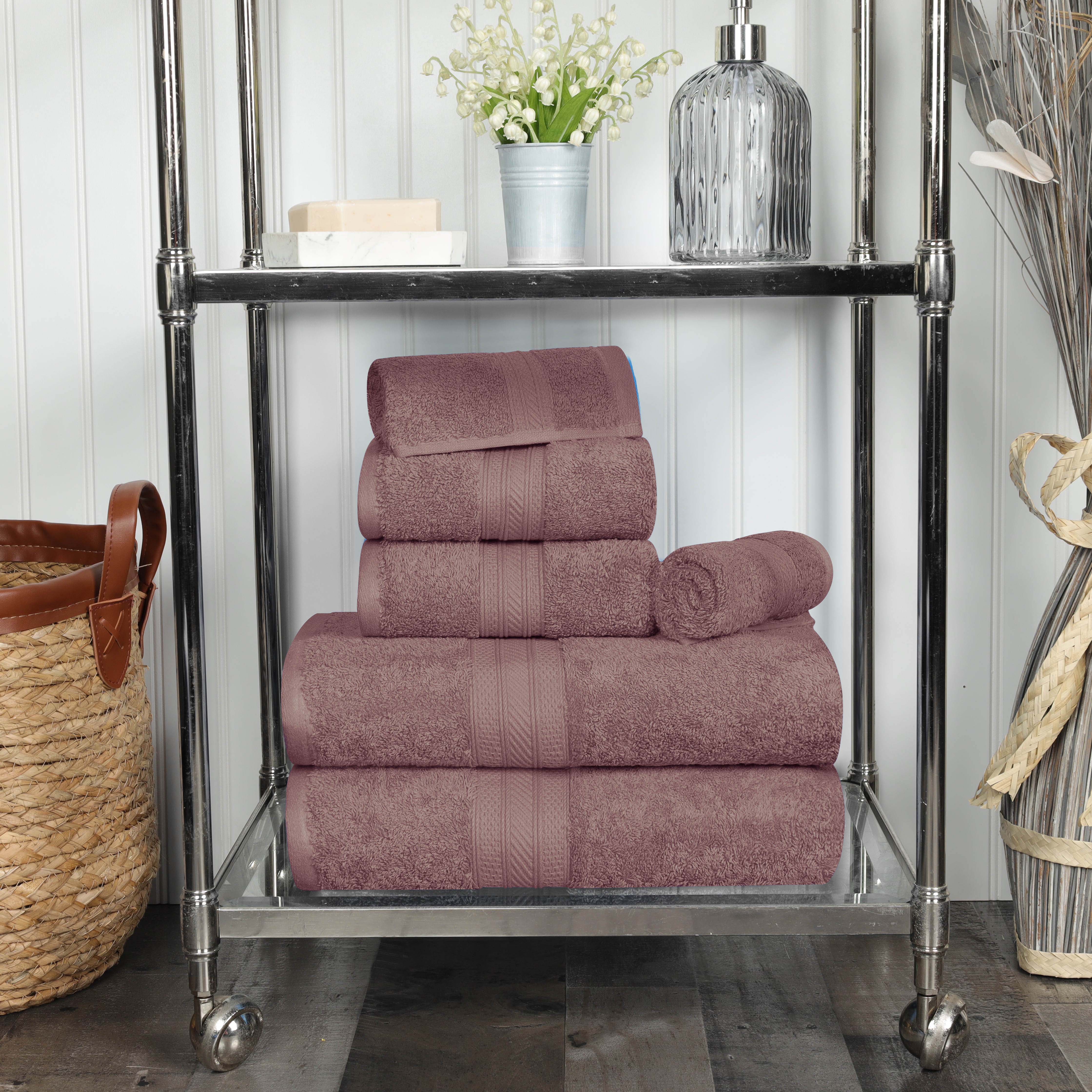 Premium Atlas Cotton Plush Heavyweight Luxury 6-Piece Bath Towel Set - Ultra Soft & Absorbent for Spa, Hotel & Home Bathroom Use