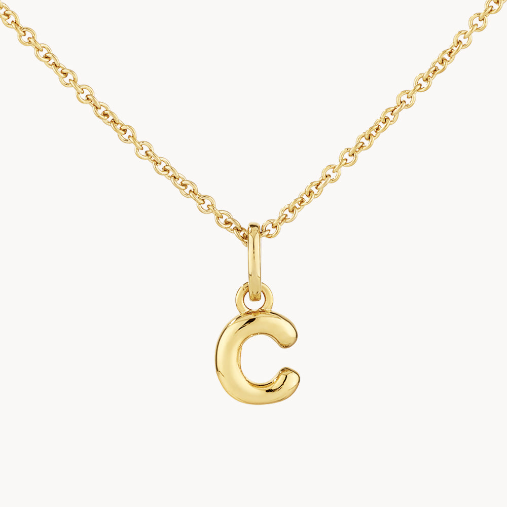 Gold Bubble Letter Necklace - Personalized Initial Pendant for Women - Perfect for Gifts, Birthdays & Everyday Wear