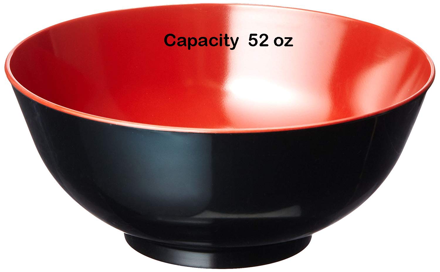 JapanBargain 2396 - Large 52oz Japanese Style Plastic Soup Bowls for Ramen, Udon, Pho Noodles, Cereal & Pasta - Durable Black & Red Noodle Bowls - Perfect for Asian Cuisine, Family Dinners & Restaurant Use