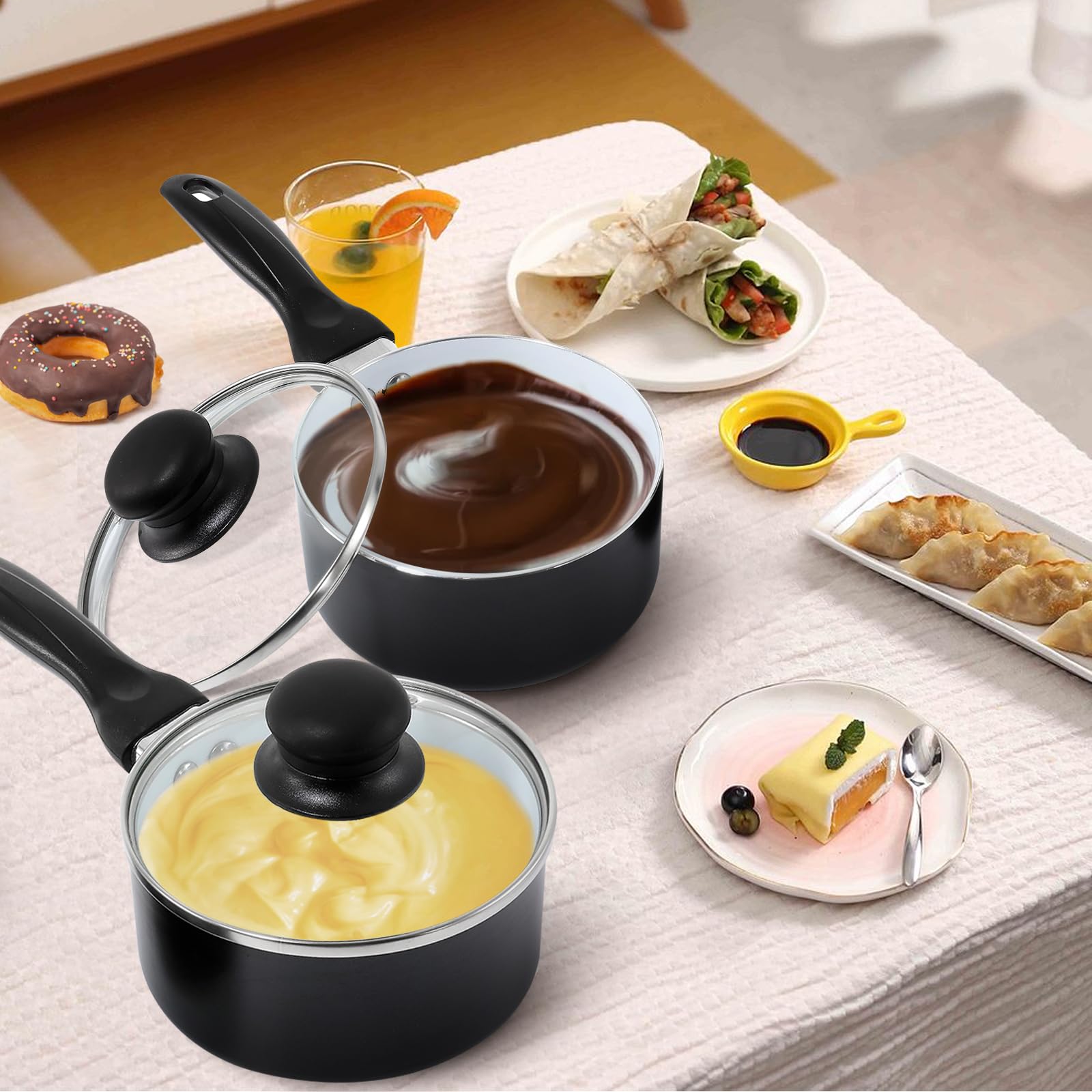 WICHEMI Electric Chocolate Melting Pot - Double Pots Chocolate Warmer & Tempering Machine for Home & Commercial Use - Perfect for Melting Chocolate, Butter, Cheese, Cream, Candy & Milk - Ideal for Baking, Candy Making, Fondue & Dessert Preparation