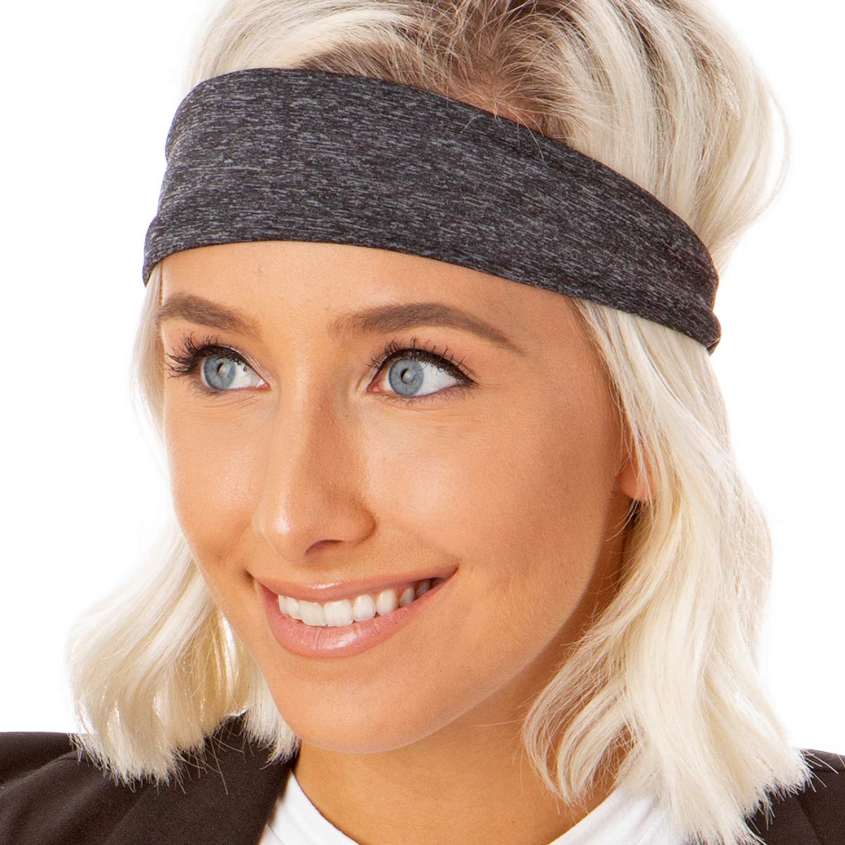 Hipsy Adjustable & Stretchy Lace Xflex Wide Headbands for Women, Girls & Teens - Fashion Hair Accessories for Sports, Yoga, Workout & Everyday Wear (Bandana/Charcoal/Light Grey/Purple/Black)