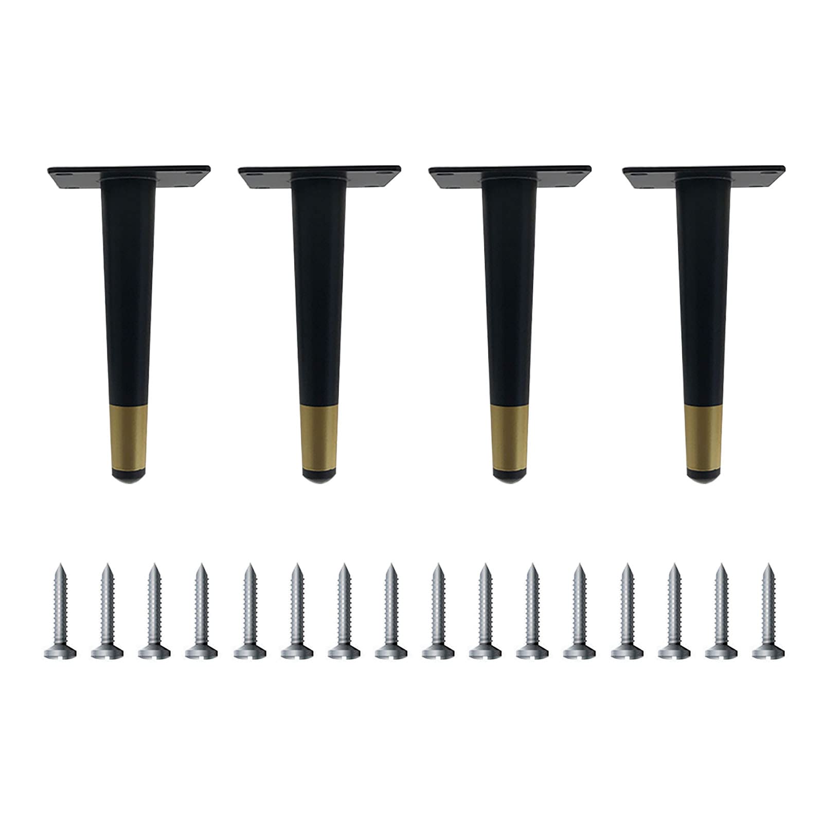 YFF-Corrimano 4 Pack Modern Tapered Metal Furniture Legs - DIY Replacement Table Feet for Cupboard, Sofa, Chair & Bathroom Cabinet - Sturdy & Stylish Home Decor Upgrade for Living Room, Bedroom & Office