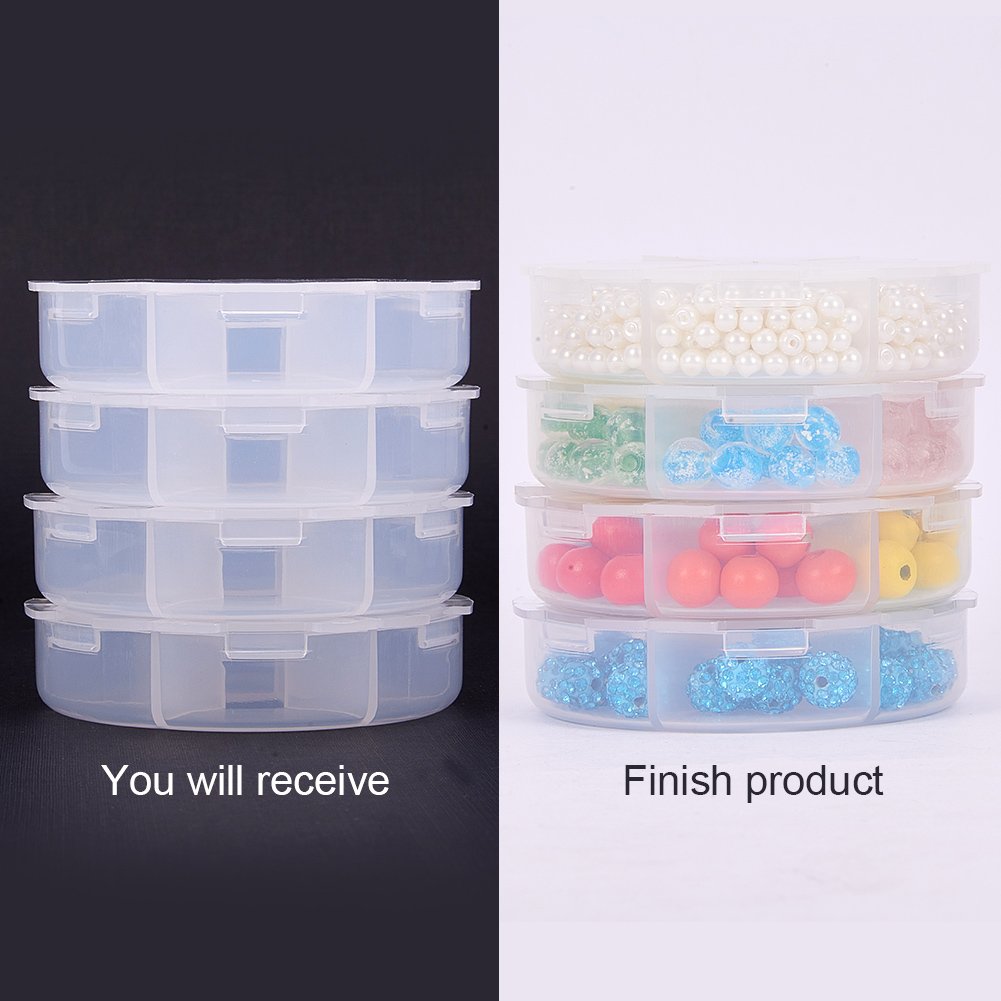20Pcs 3.07 Inch Clear Plastic Bead Storage Containers with 6 Grids - Transparent Round Jewelry Organizer Box for Beads, Buttons, Crafts & DIY Supplies - Perfect for Jewelry Making, Craft Projects & Home Organization