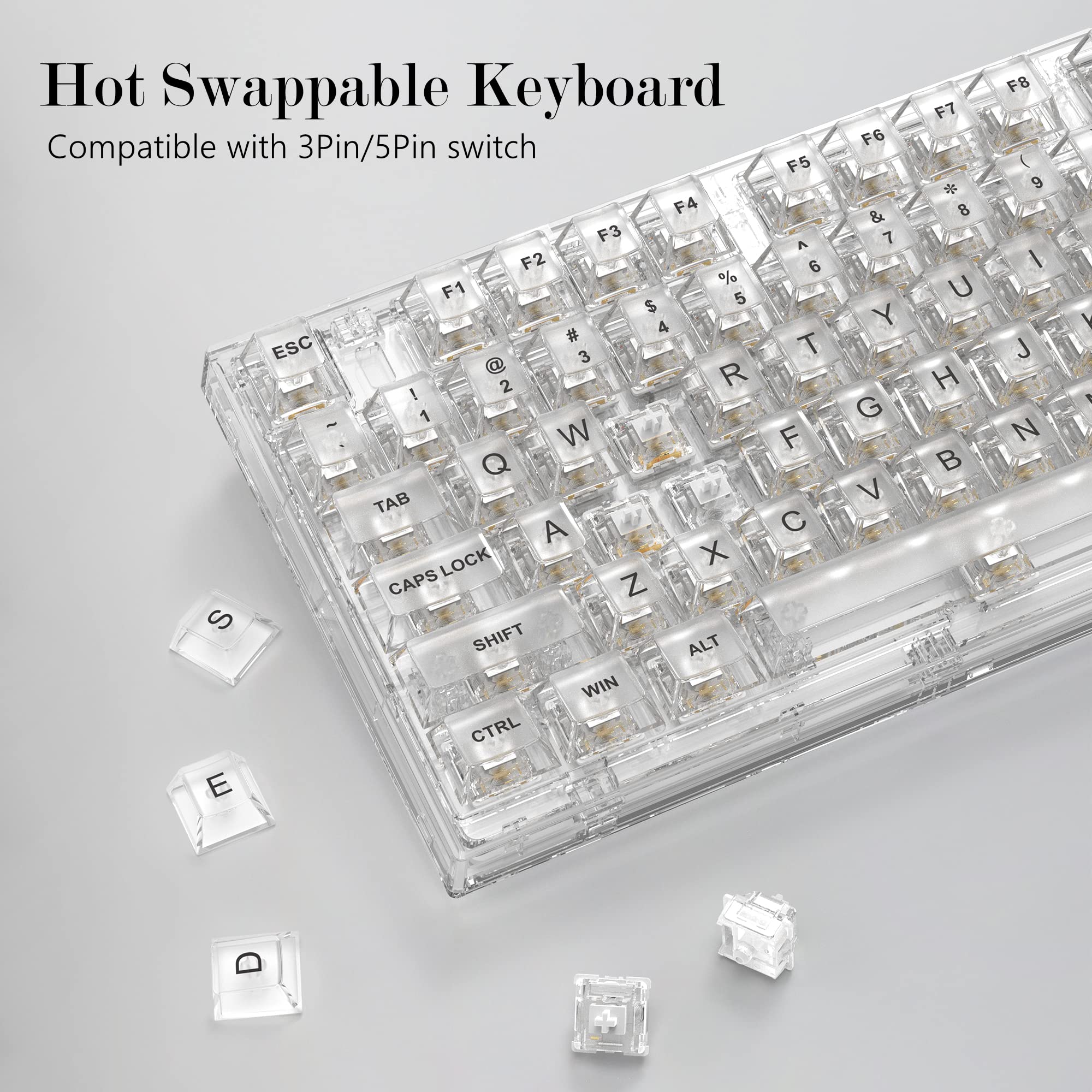 Womier K75 75% Mechanical Gaming Keyboard - Gasket Mount, 82 Keys, RGB Backlit, Hot Swappable, Pre-Lubed Switches, Wired USB for Windows/Mac (White) | Compact Design for Esports, Office & Home Use