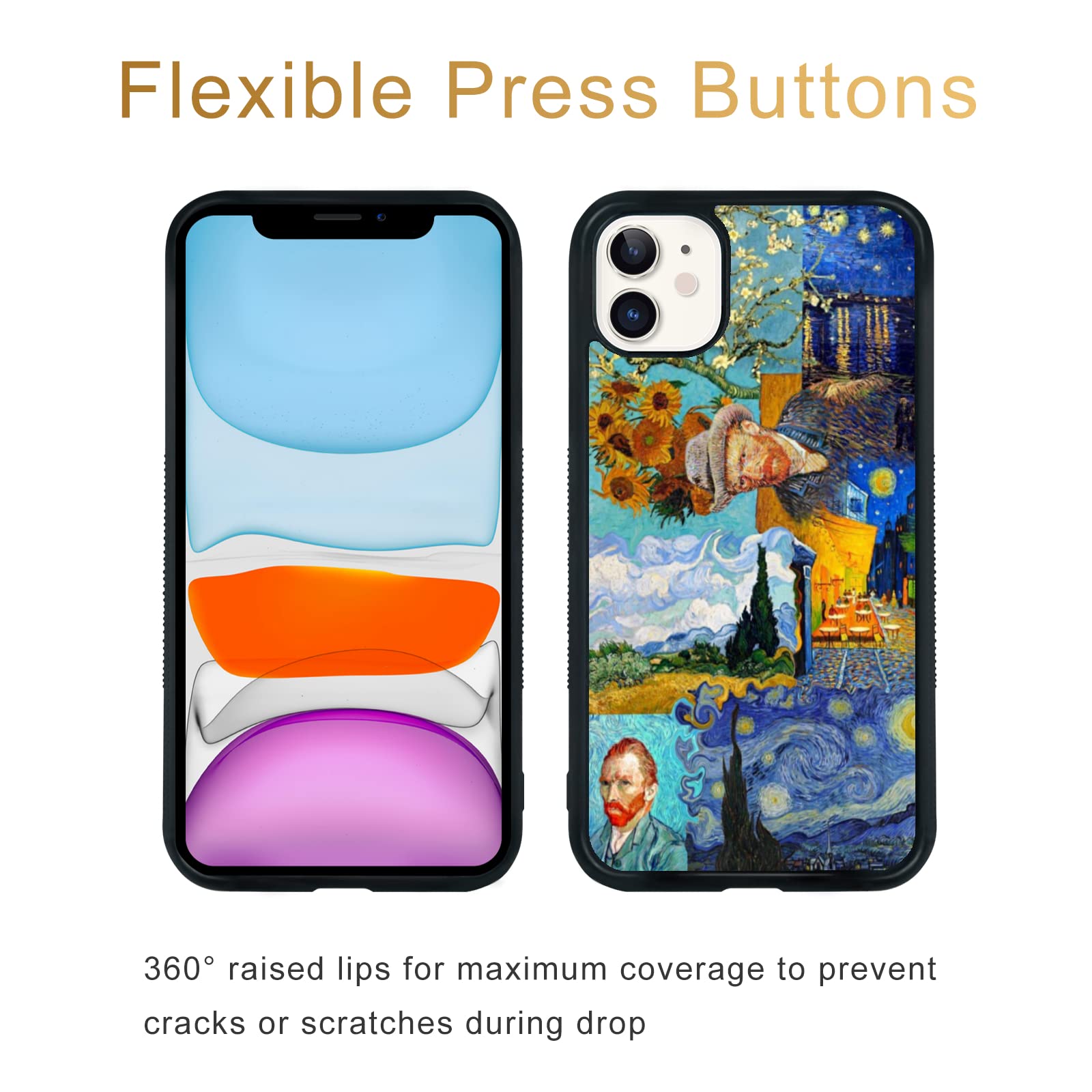 Van Gogh Starry Night Art Phone Case for iPhone 11 - Durable Protective Cover with Famous Painting Design - Perfect Gift for Art Lovers & Van Gogh Fans (Use for Daily Protection & Style Statement)
