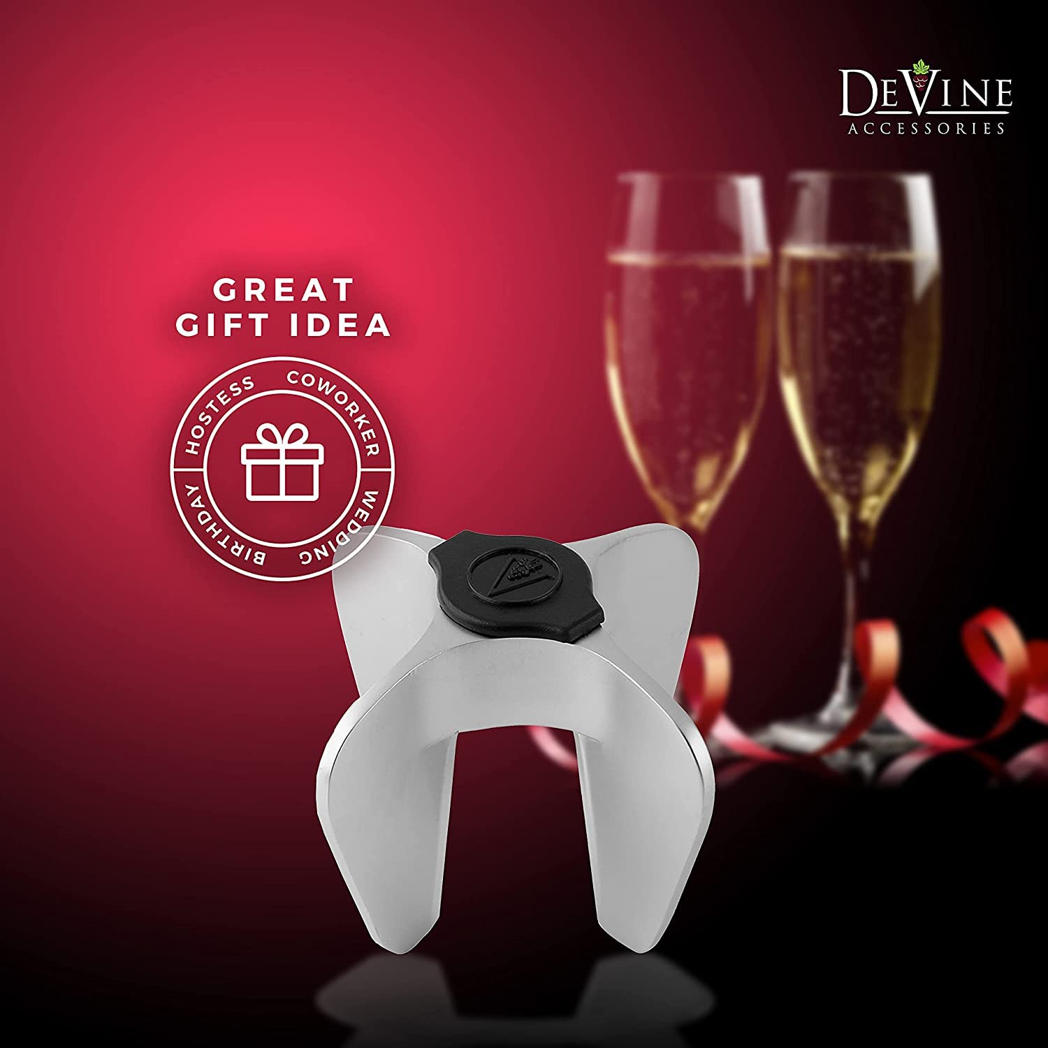 DeVine Champagne Bottle Opener - Ergonomic Sparkling Wine Cork Remover - Durable Stainless Steel Design - Perfect for Parties, Weddings, and Celebrations