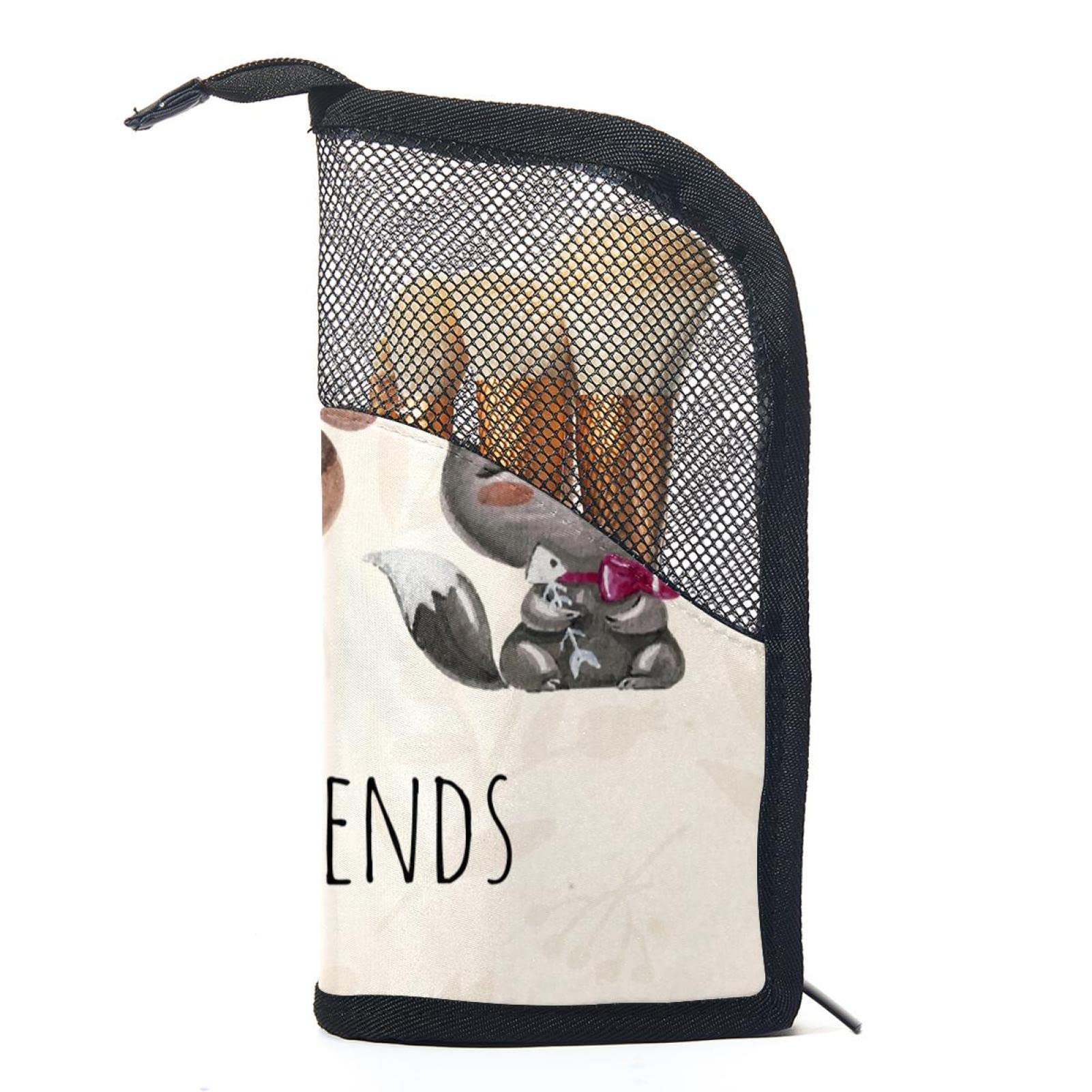 12-Piece Makeup Brush Organizer Bag with Cute Mouse, Dog & Kitten Design - Portable Cosmetic Brush Holder Case for Travel, Home & Professional Makeup Artists