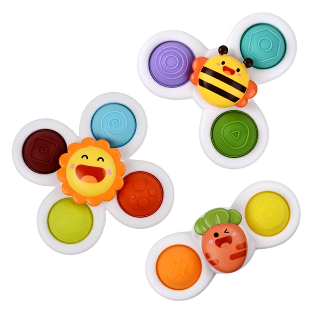 QLKUNLA Suction Cup Spinning Top Toy - Fidget Spinner & Baby Rattle Sensory Toy for Early Education, Bath Time & High Chair Play - Perfect Birthday Gift for Boys & Girls | Fun Learning & Stress Relief Toy for Toddlers