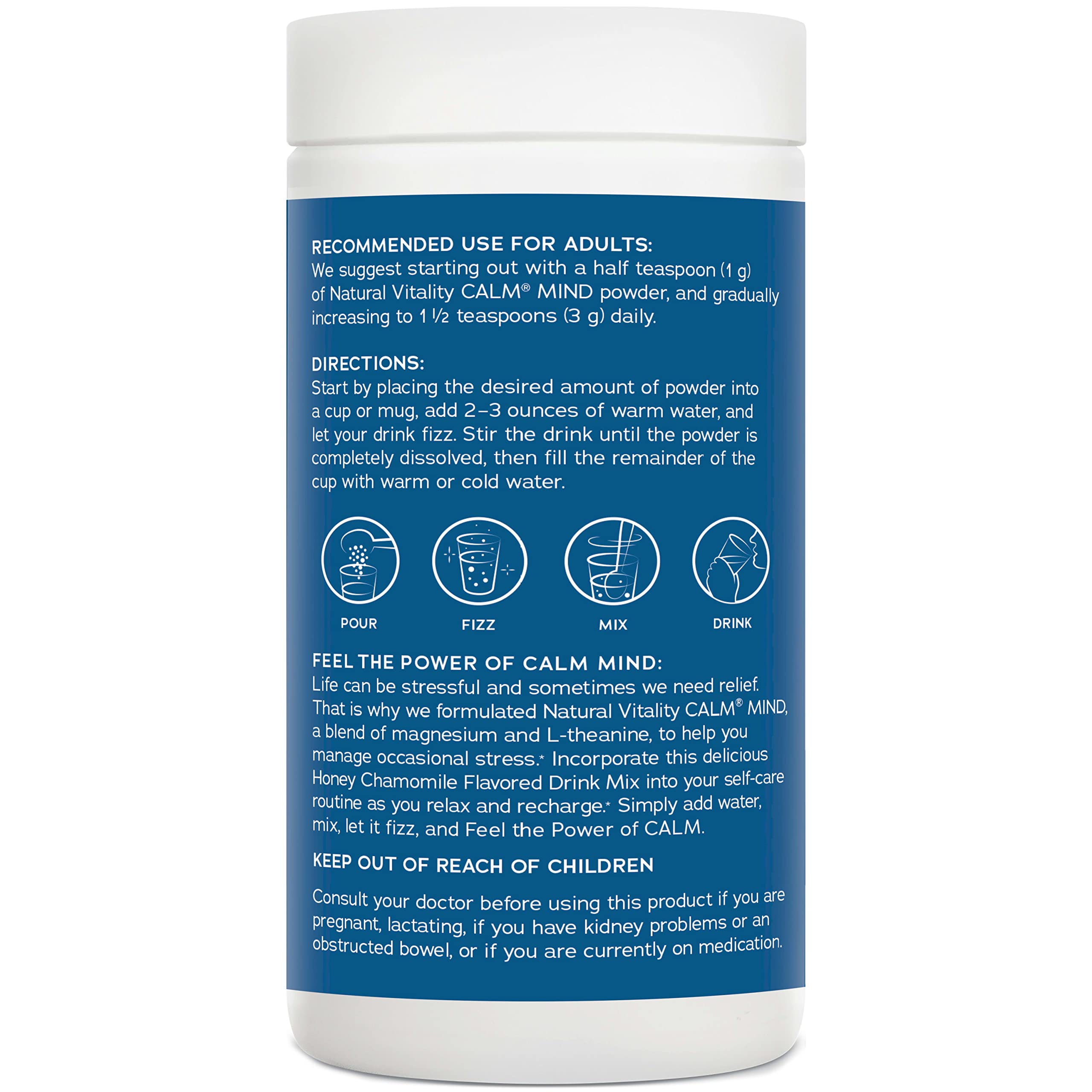 Natural Vitality Calm Mind Magnesium Citrate + L-Theanine Powder - Stress Relief Supplement for Relaxation & Sleep Support, Gluten Free & Vegetarian, Honey Chamomile Flavor, 12 oz - Perfect for Daily Stress Management & Nighttime Relaxation