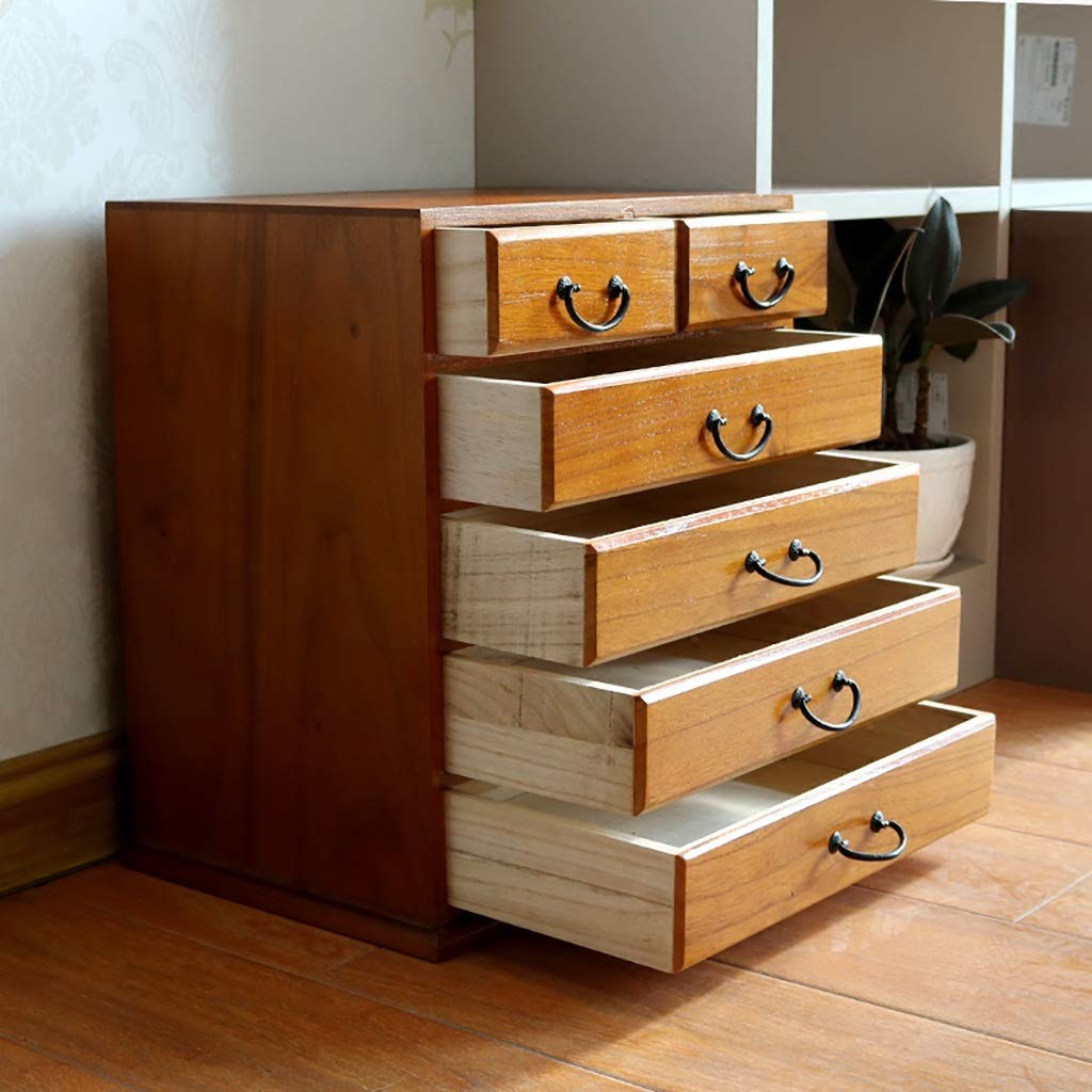 XBSXP 4/5-Layer Solid Wood Desktop Storage Drawer Organizer - A4 File Document Organizer Box (37.5x25.5x40cm) - Perfect for Office, Home & Study Organization