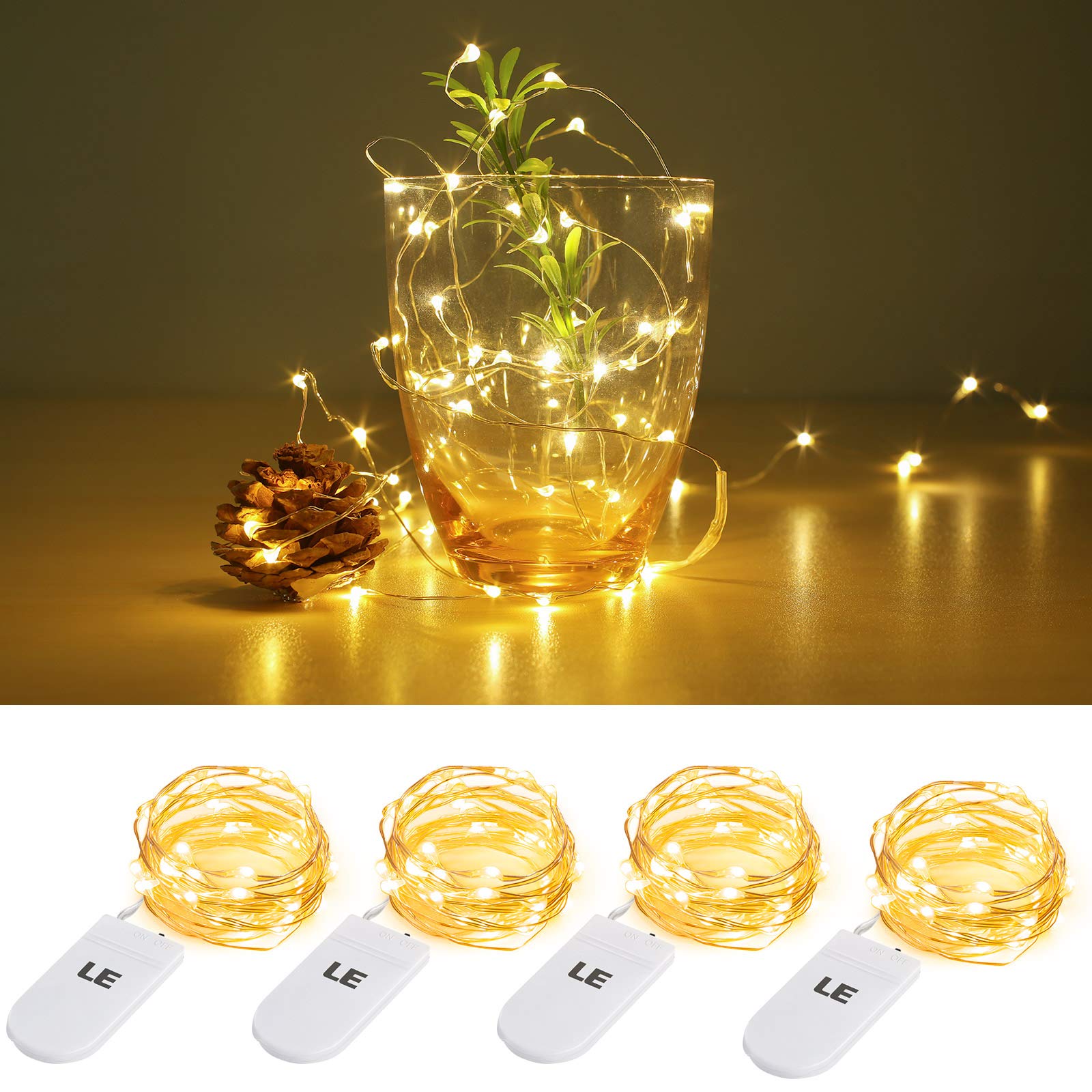 Lighting EVER 20 LED Battery Operated Fairy Lights - Waterproof Mini String Lights for Mason Jars, DIY Crafts, Wedding Decorations, Christmas Tree & Bedroom Decor | Perfect for Party Centerpieces, Home Decoration & Gift Wrapping