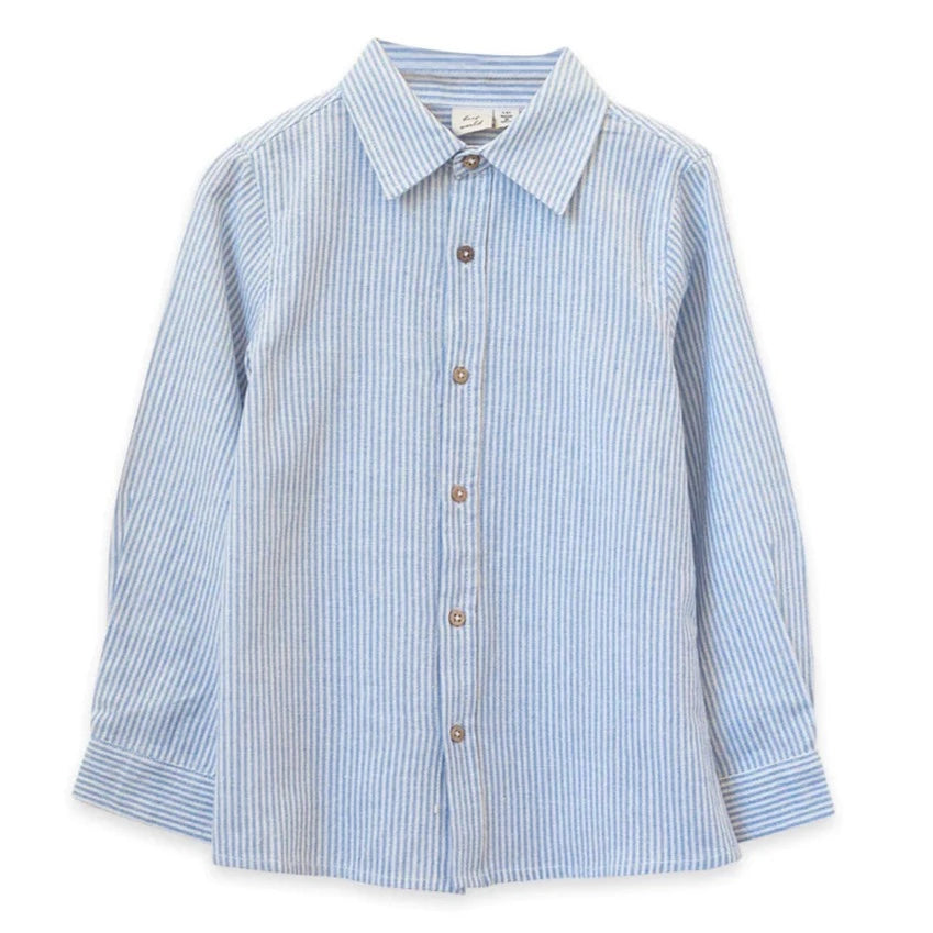 Beet World Men's Collar Shirt - Classic Blue Stripe Casual Button Down Shirt for Office, Business & Everyday Wear