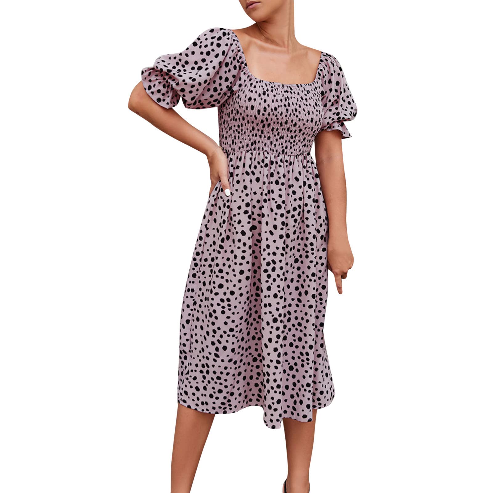 Women's Summer Tunic Dress - Flowy Bohemian Floral Print Casual Dress with Ruffle Hem to Hide Belly Fat | Perfect for Beach Vacations, Date Nights & Summer Outings
