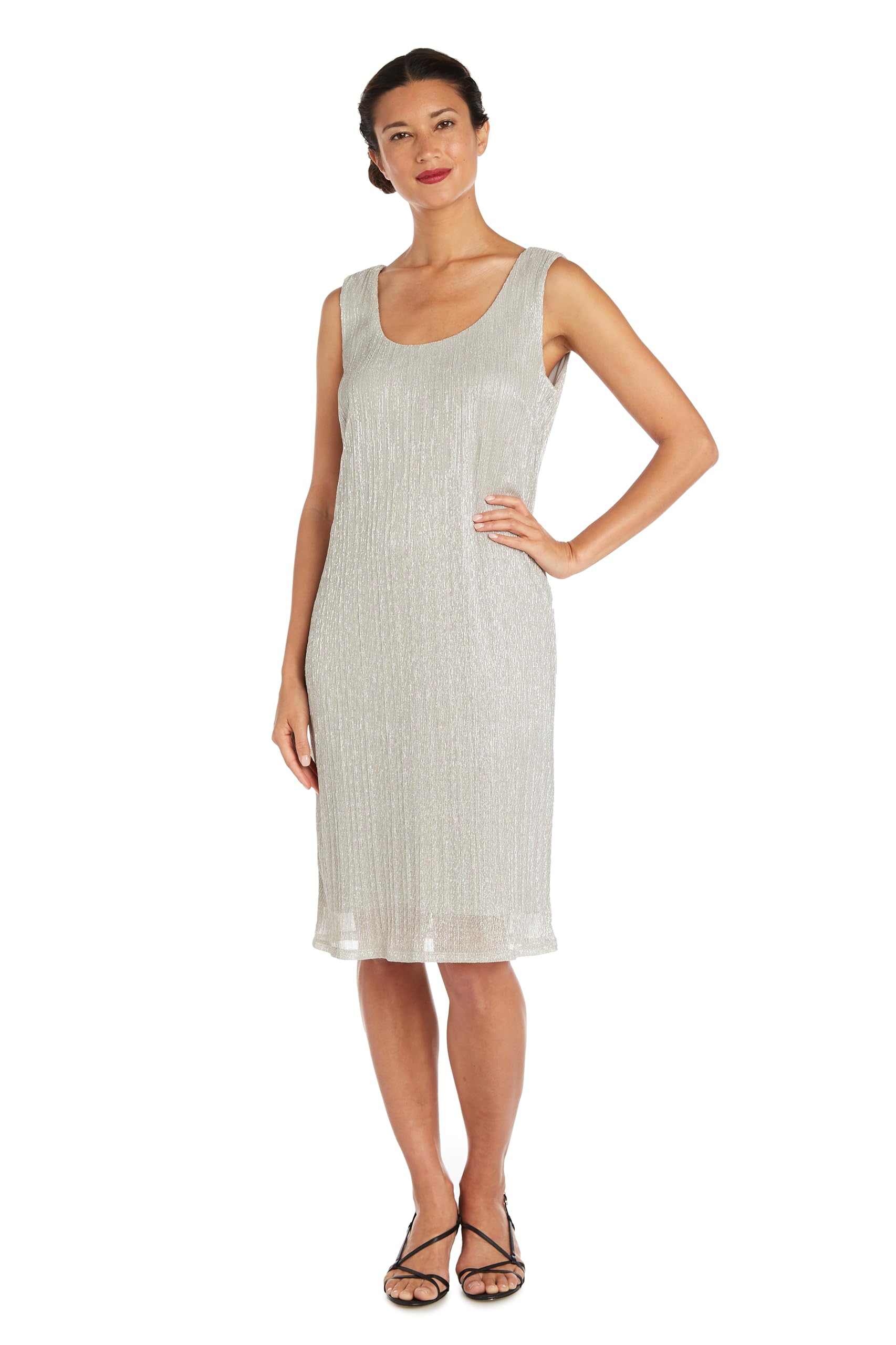 R&M Richards Women's 2-Piece Metallic Evening Dress with Matching Jacket - Perfect for Weddings, Parties & Formal Occasions