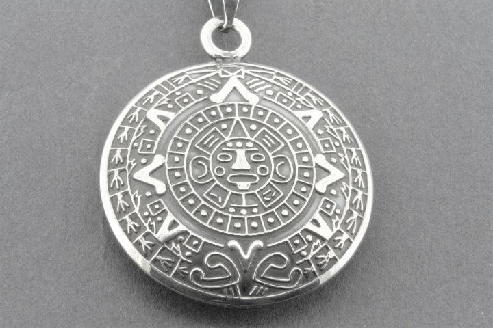 Double-Sided Sterling Silver Mayan Calendar Pendant Necklace - Perfect for Spiritual Jewelry, Gift Giving & Boho Fashion