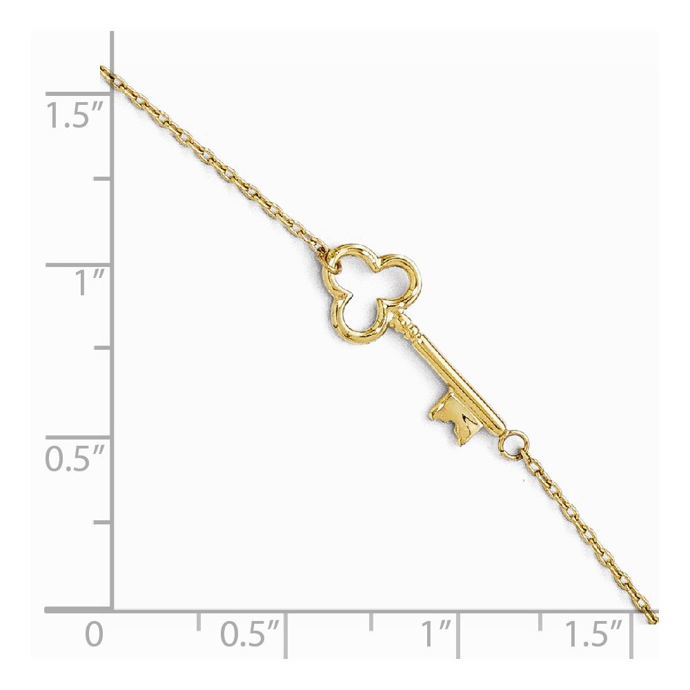 14K Yellow Gold Polished Key Anklet with 1-inch Extension - Elegant Ankle Bracelet for Women, Perfect for Everyday Wear, Special Occasions & Gifts