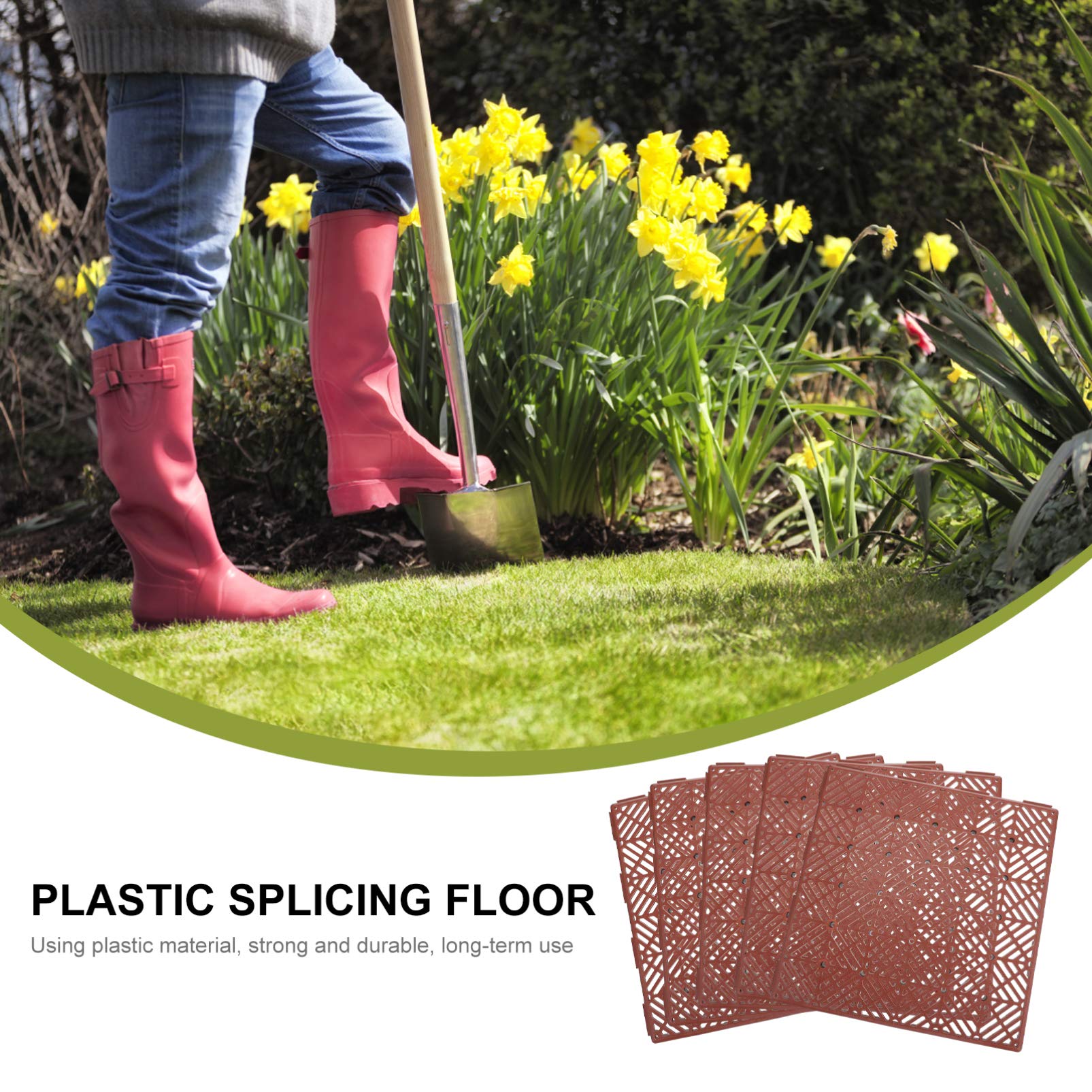 DOITOOL 5-Pack Non-Slip Garden Floor Mats - Durable Plastic Outdoor Floor Tiles for Patio, Yard & Deck - Interlocking Anti-Slip Surface for Poolside, Garage & Play Areas