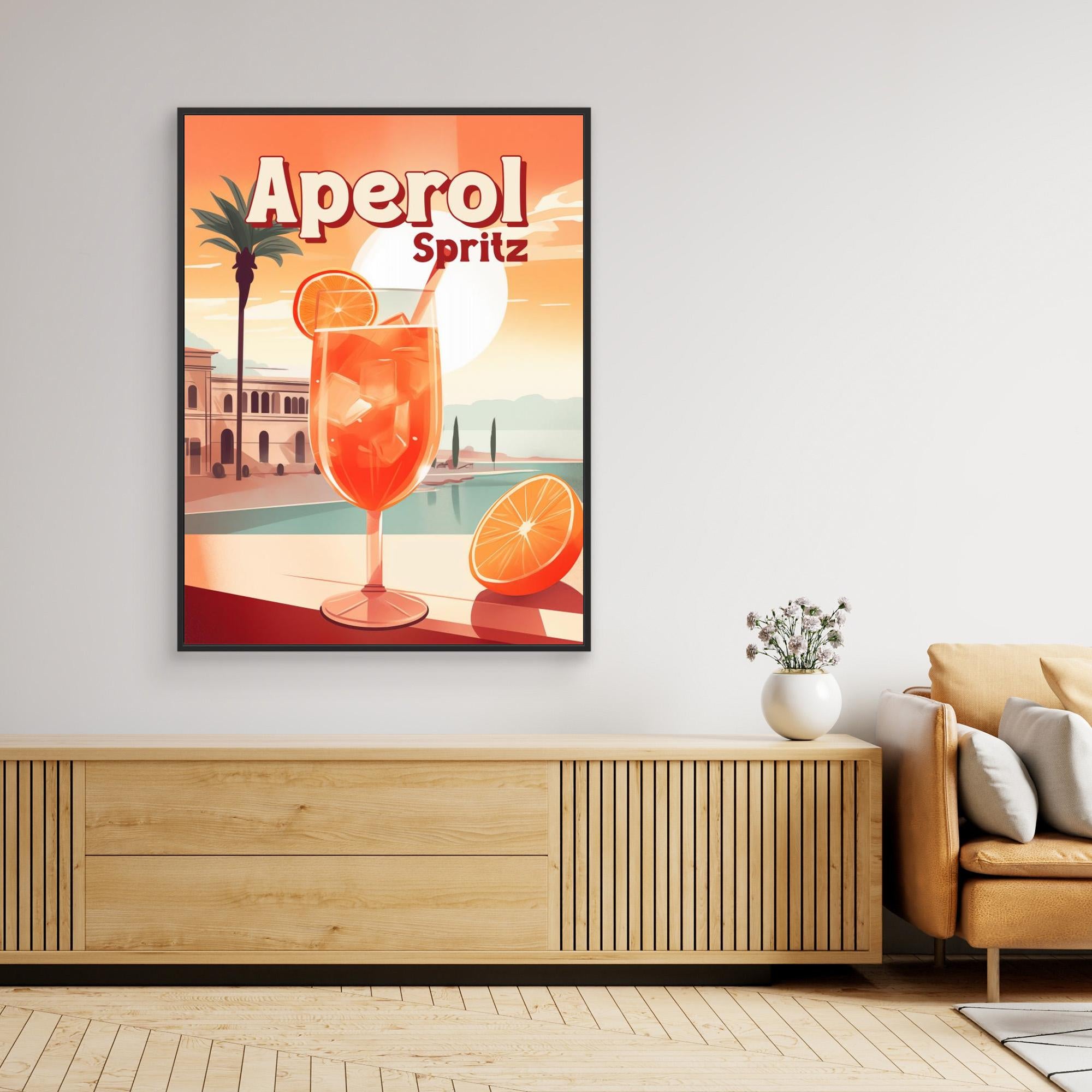 Vibrant Aperol Spritz Tropical Canvas Print by Andreas Magnusson - Perfect for Beach House Decor, Bar Wall Art & Summer-Themed Living Rooms