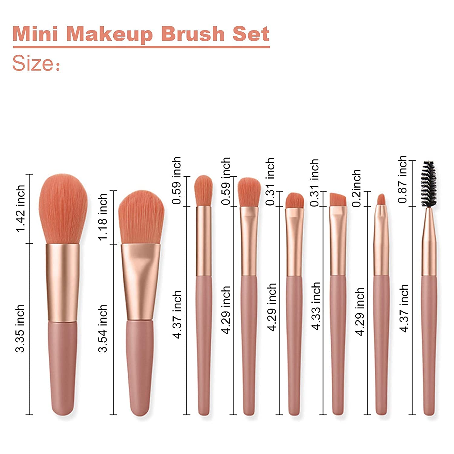 8-Piece Travel Portable Mini Makeup Brush Set - Foundation, Blush, Eyeshadow, Eyeliner, Lip & Eyebrow Brushes with Makeup Sponge & Storage Pouch | Perfect for On-the-Go Makeup, Travel Essentials & Professional Cosmetic Application