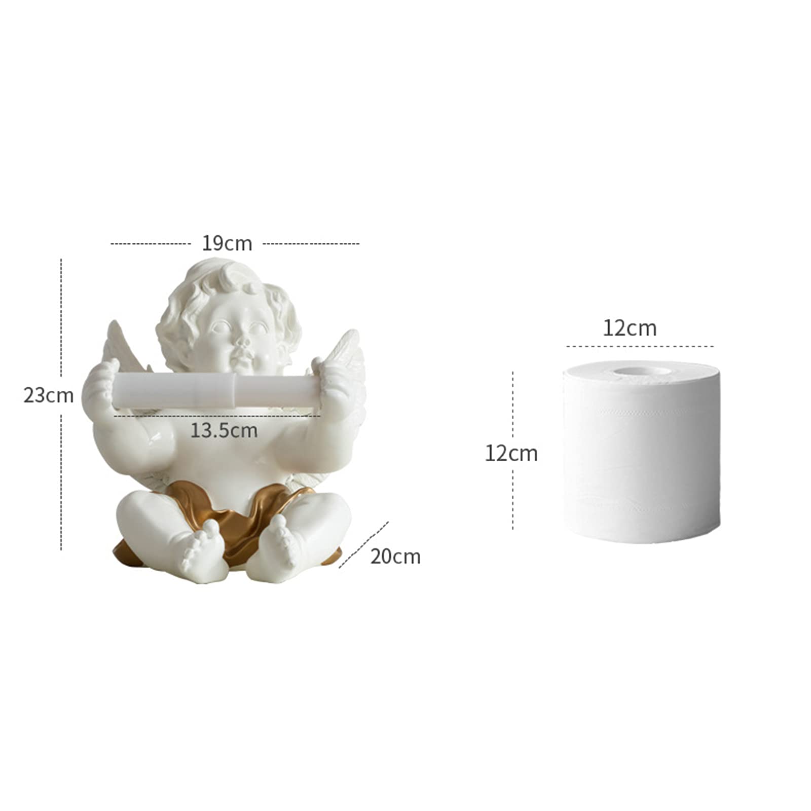 White Resin Free Standing Toilet Paper Holder - Bathroom & Kitchen Roll Stand for Home Decor, Living Room, Desktop Decoration | Durable & Stylish Tissue Dispenser for Modern Spaces