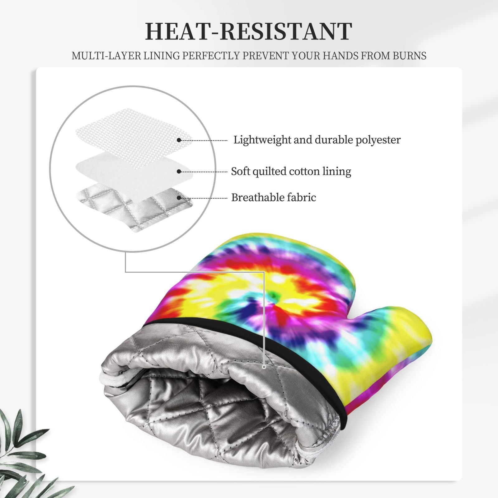 Unique Tie Dye Oven Mitts and Pot Holders Set - Non-Slip Heat Resistant Kitchen Gloves & Pot Pads for Cooking, Baking, Grilling - Perfect for Home Chefs and BBQ Enthusiasts