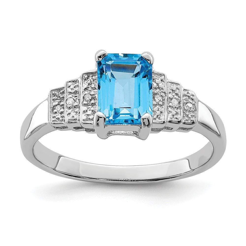 925 Silver Diamond & Swiss Blue Topaz Ring for Engagement & Wedding