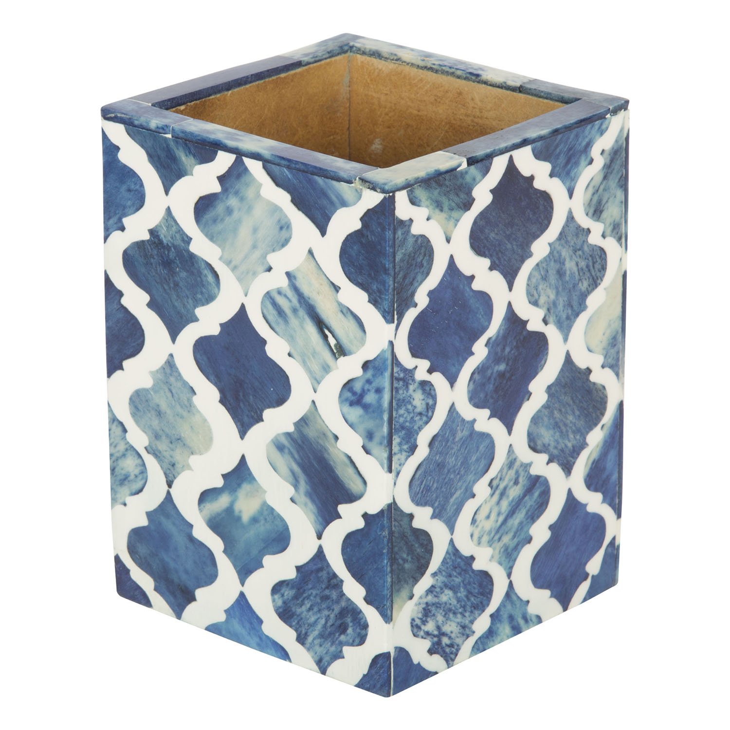 Handmade Moroccan Blue Ceramic Pen Holder & Desk Organizer - Stylish Pencil Cup for Office, Study, and Home Decor - Perfect for Writers, Students & Professionals