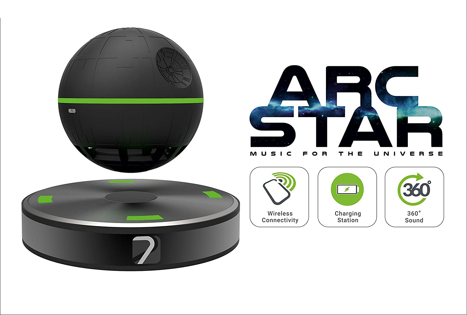 Arc Star Floating Levitating Bluetooth Speaker with NFC, 360° Surround Sound Wireless Speaker for Home, Office, Party - Cool Tech Gadget Gift for Kids, Men & Women (Perfect for Decor, Entertainment & Unique Gifts)