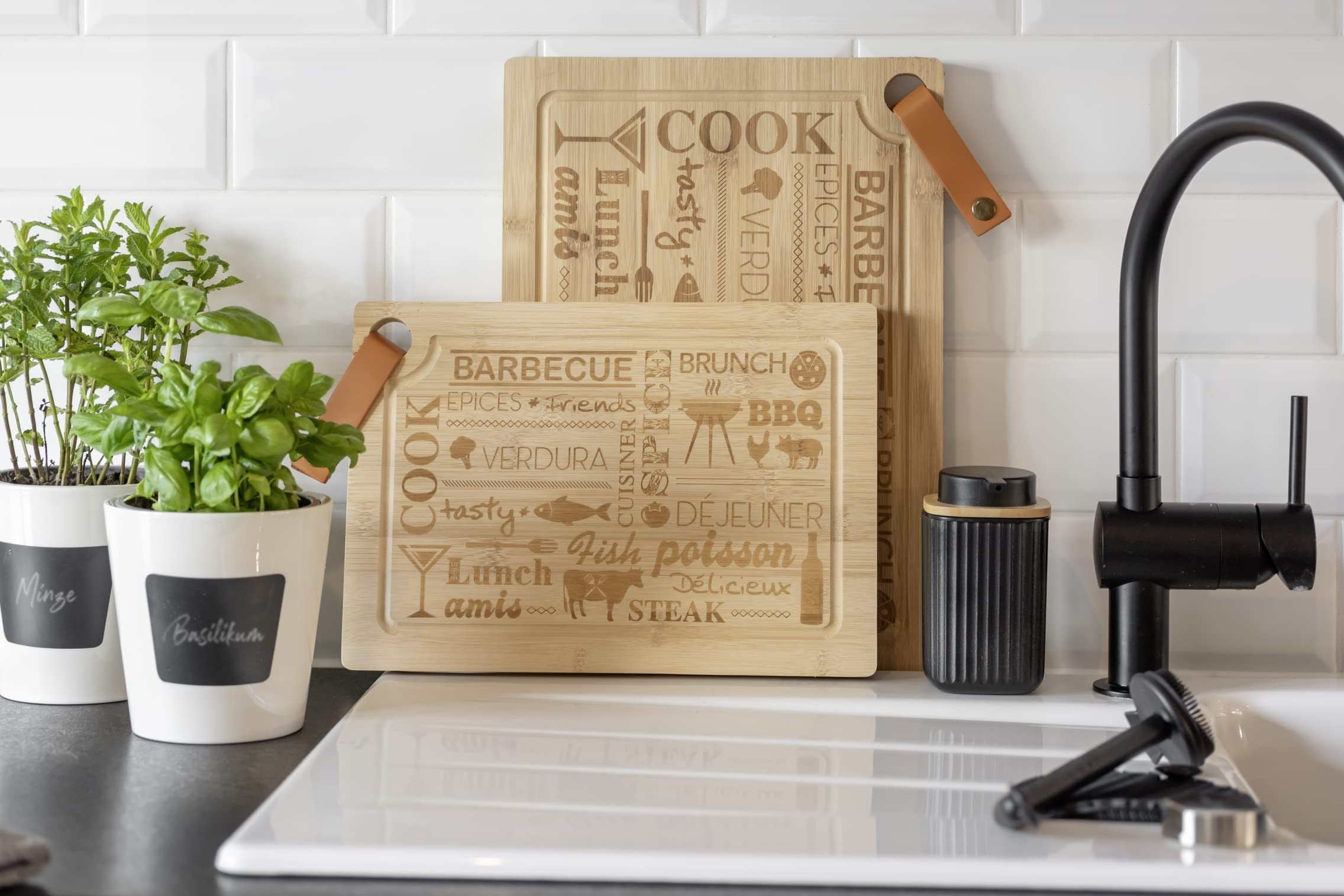 Premium WENKO Wooden Steak Cutting Board with Juice Groove - Large Kitchen Chopping Block for Meat, Vegetables & Fruits | Non-Slip, Easy to Clean | Perfect for Grilling, BBQ & Food Prep