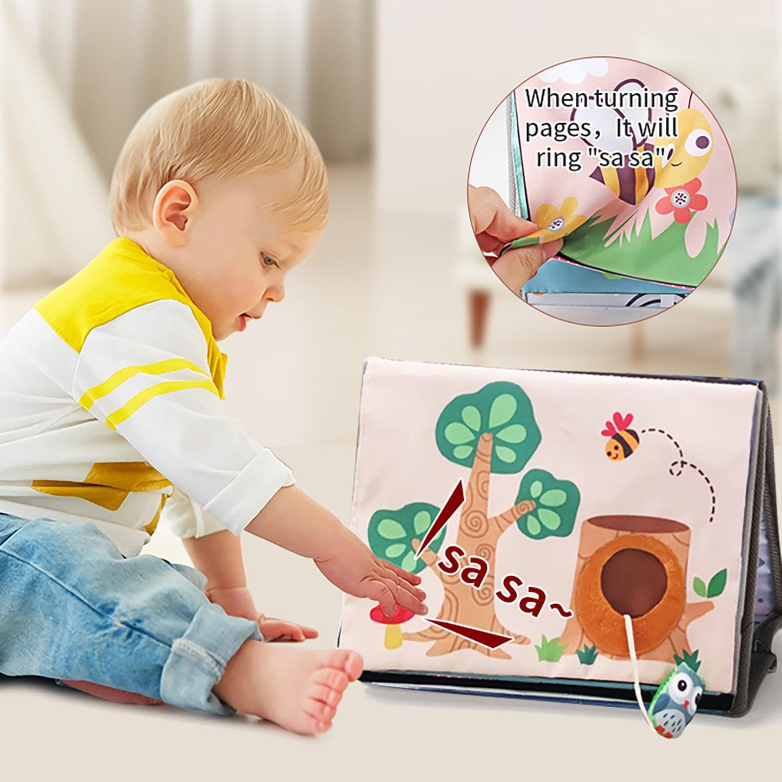 Soft Cloth Books for Babies & Toddlers - Sensory Crinkle Activity Book for Early Learning & Development | Perfect Baby Shower Gift, Montessori Educational Toy for Infants 0-12 Months