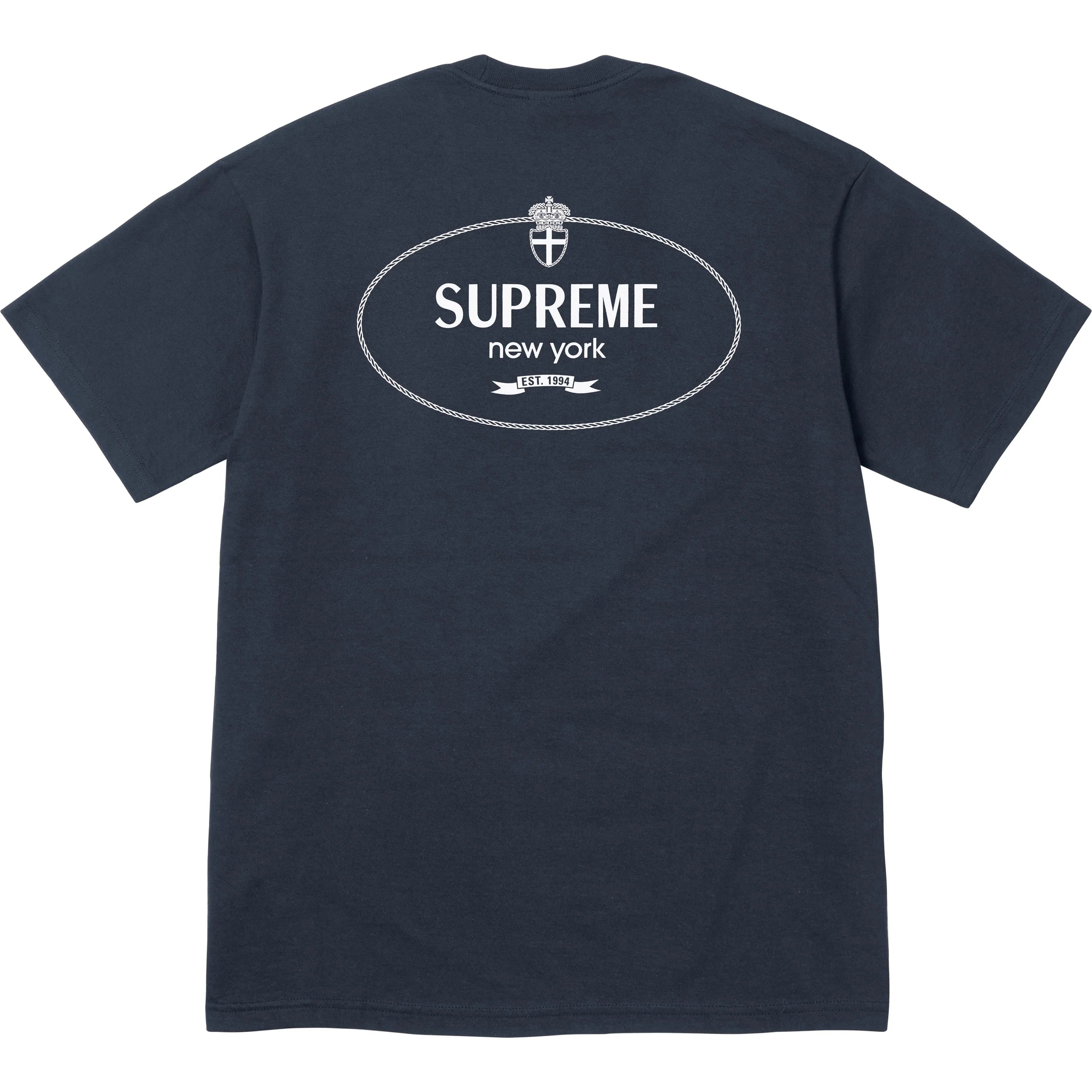 Supreme Logo Crest T-Shirt for Men - Navy Blue Cotton Streetwear Tee - Perfect for Casual Wear, Street Style & Everyday Outfits