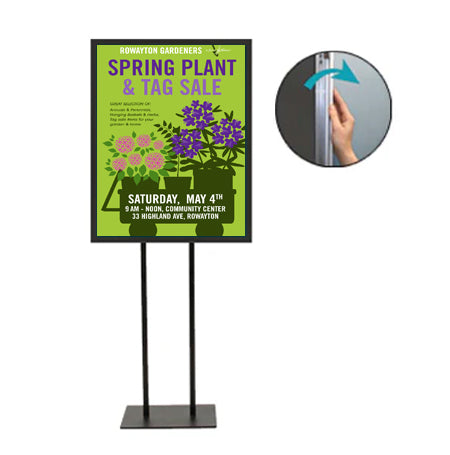 16x16 Double Pole Floor Stand Sign Holder with 1 1/4