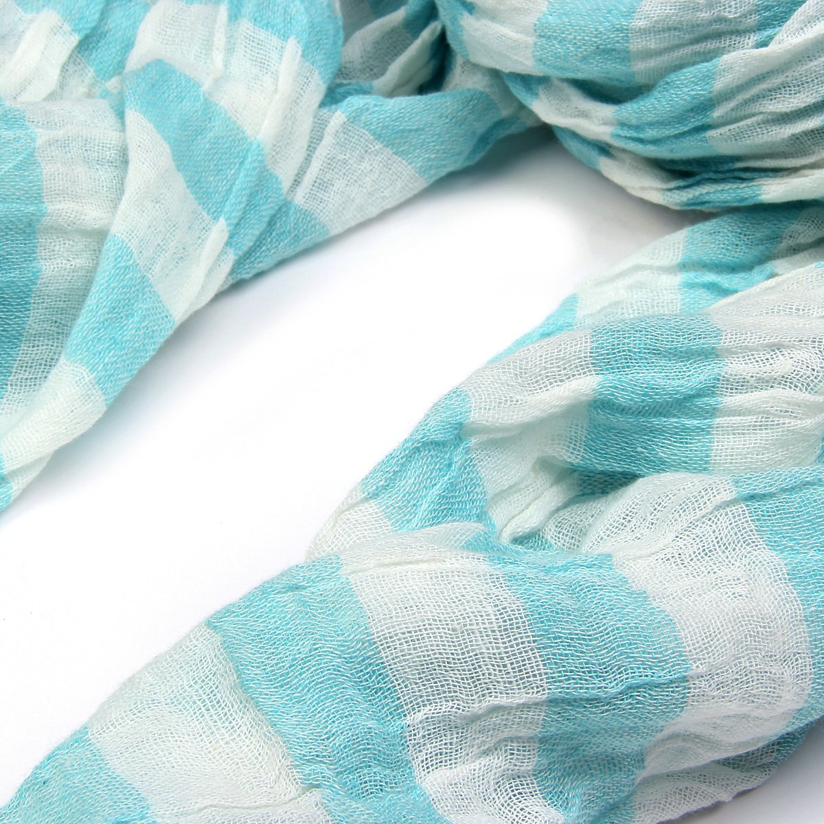 Trendy Blue Pure Cotton Lightweight Narrow Striped Scarf for Women - Perfect for Casual, Office & Travel Accessories