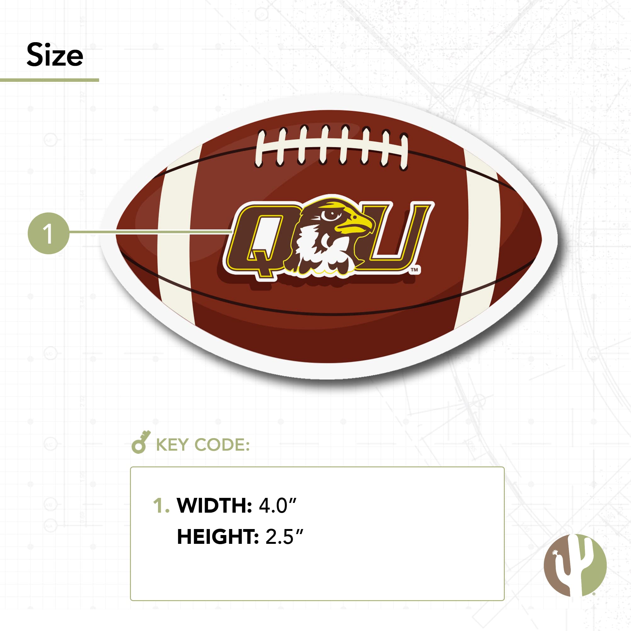 Desert Cactus Quincy University Hawks Vinyl Decal Sticker - Waterproof Laptop, Water Bottle, Car, Scrapbook Decoration - Perfect for College Football Fans, School Spirit & DIY Projects