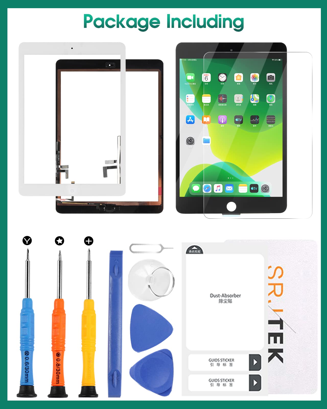 Original iPad Air 1 Touch Screen Digitizer Replacement - Compatible with iPad 5 / iPad Air 1st Gen (A1474, A1475, A1476) - Front Glass Panel with Home Button (White) - Not for iPad 9.7 2017 (A1822, A1823) | Perfect for DIY Screen Repair & Tablet Restoration